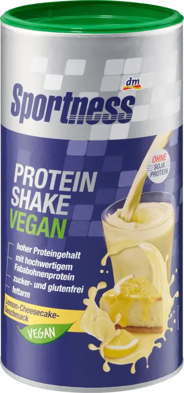 Sportness Proteinpulver, Proteinshake vegan, Lemon Cheesecake Geschmack