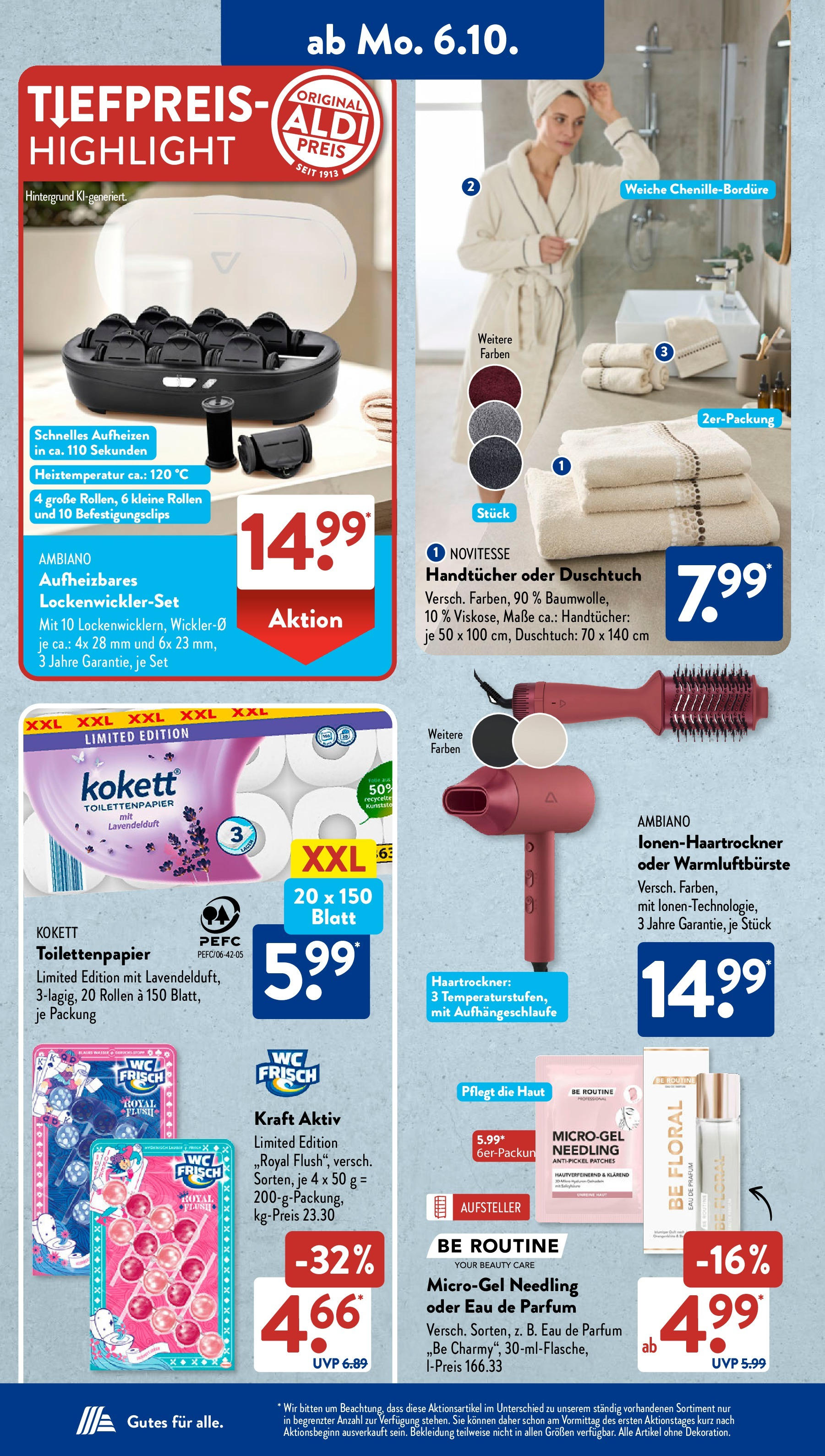 Aldi Süd - Aldi Süd: Wochenangebote (ab 06.10.2025) zum Blättern | Seite: 14 | Produkte: Haartrockner, Bekleidung, Eau de Parfum, Toilettenpapier