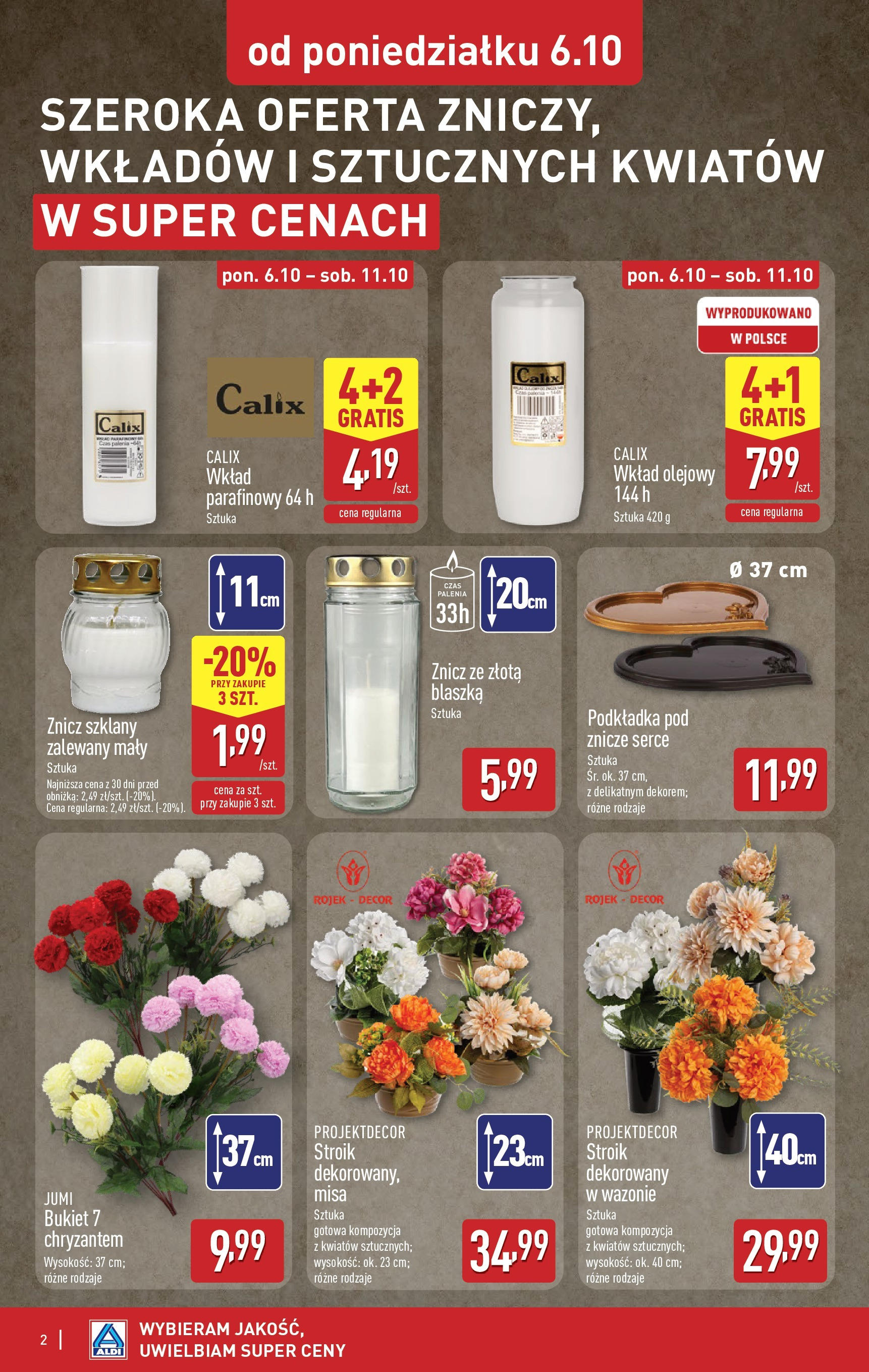 Aldi Gazetka - Artykuły przemysłowe i tekstylia od 06.10.2025 - Ulotka PDF, promocje | Strona: 2 | Produkty: Znicze