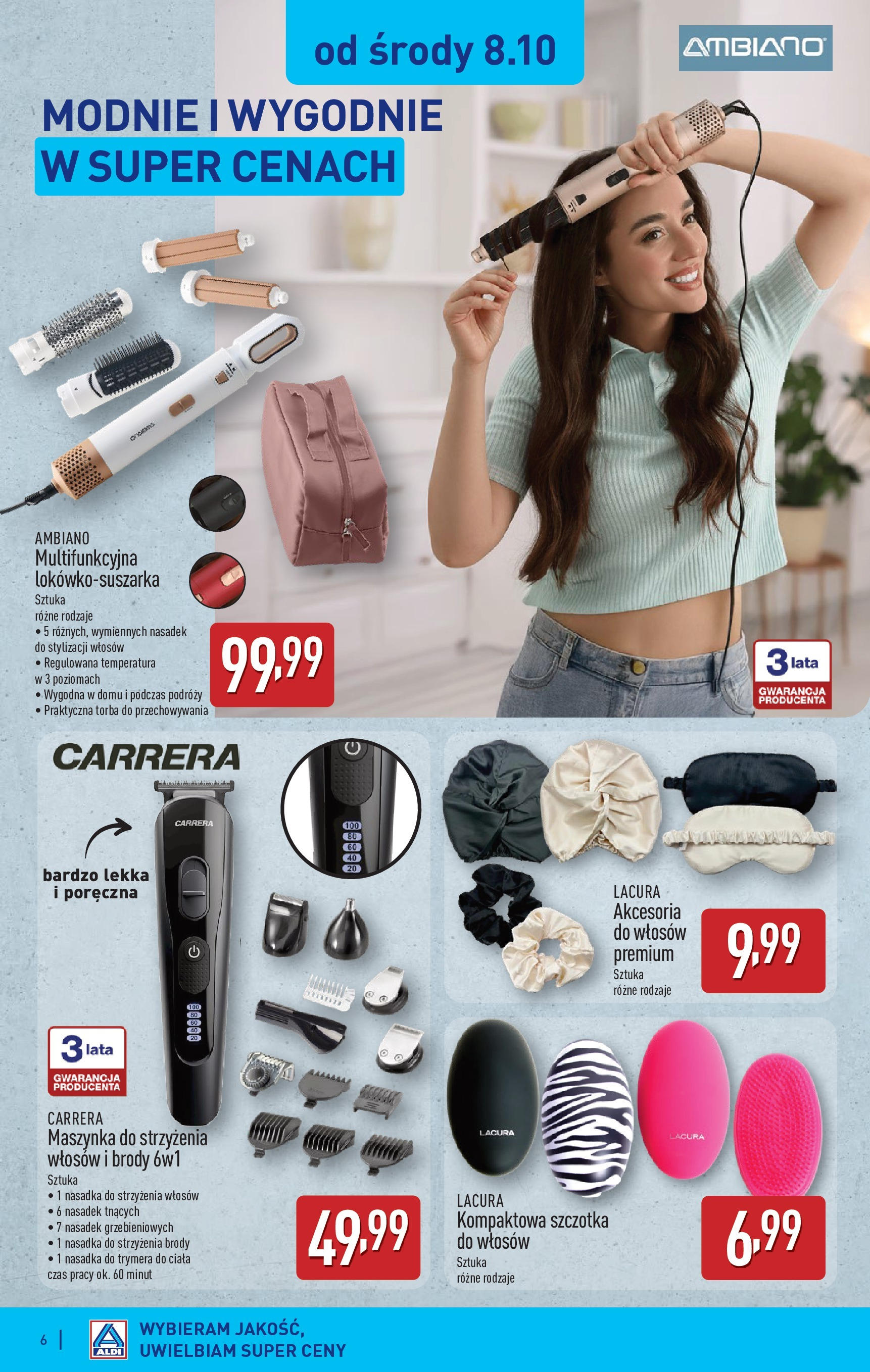 Aldi Gazetka - Artykuły przemysłowe i tekstylia od 06.10.2025 - Ulotka PDF, promocje | Strona: 6 | Produkty: Torba, Maszynka do strzyżenia, Szczotka