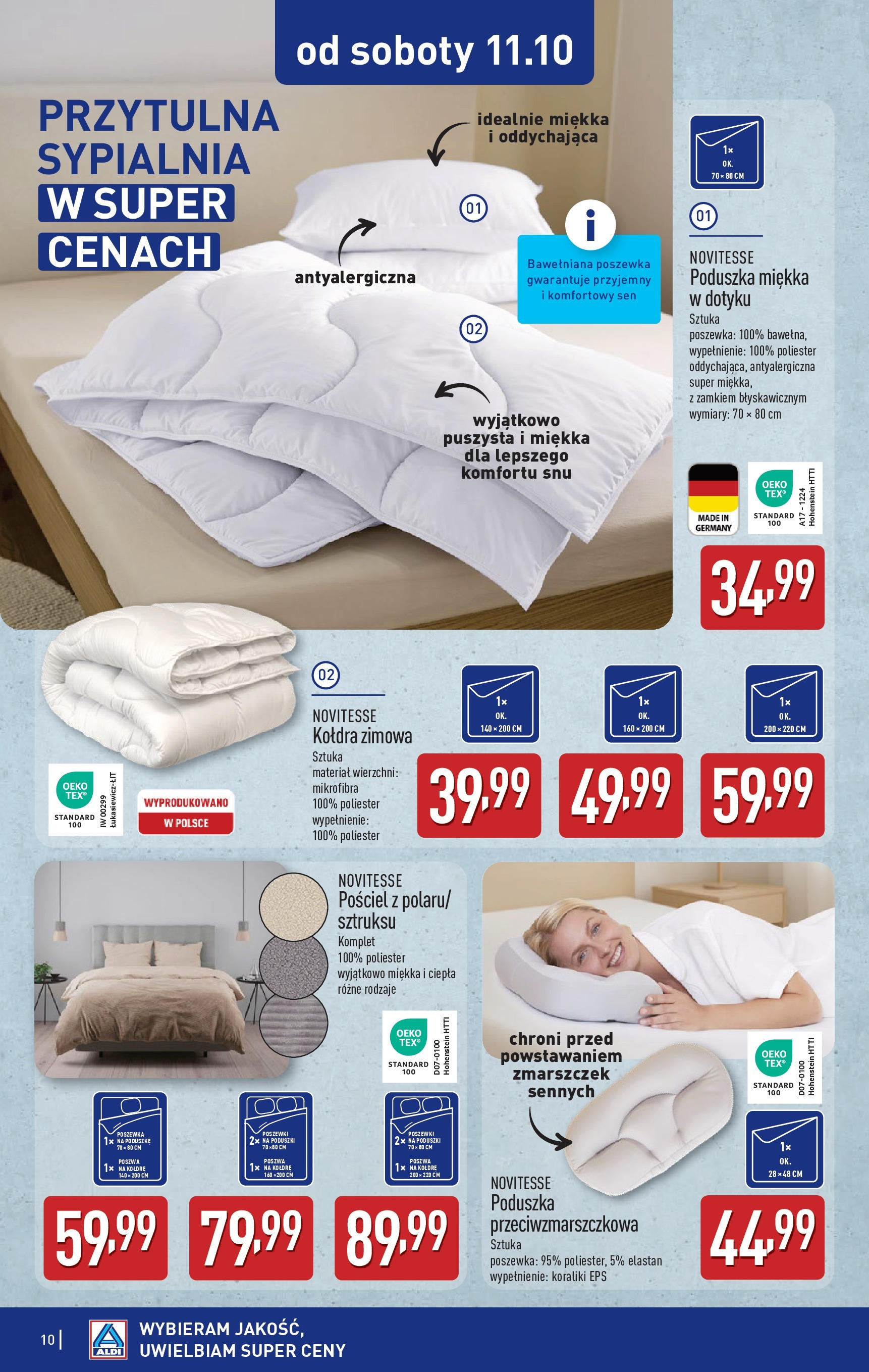 Aldi Gazetka - Artykuły przemysłowe i tekstylia od 06.10.2025 - Ulotka PDF, promocje | Strona: 10 | Produkty: Pościel, Poduszka, Kołdra