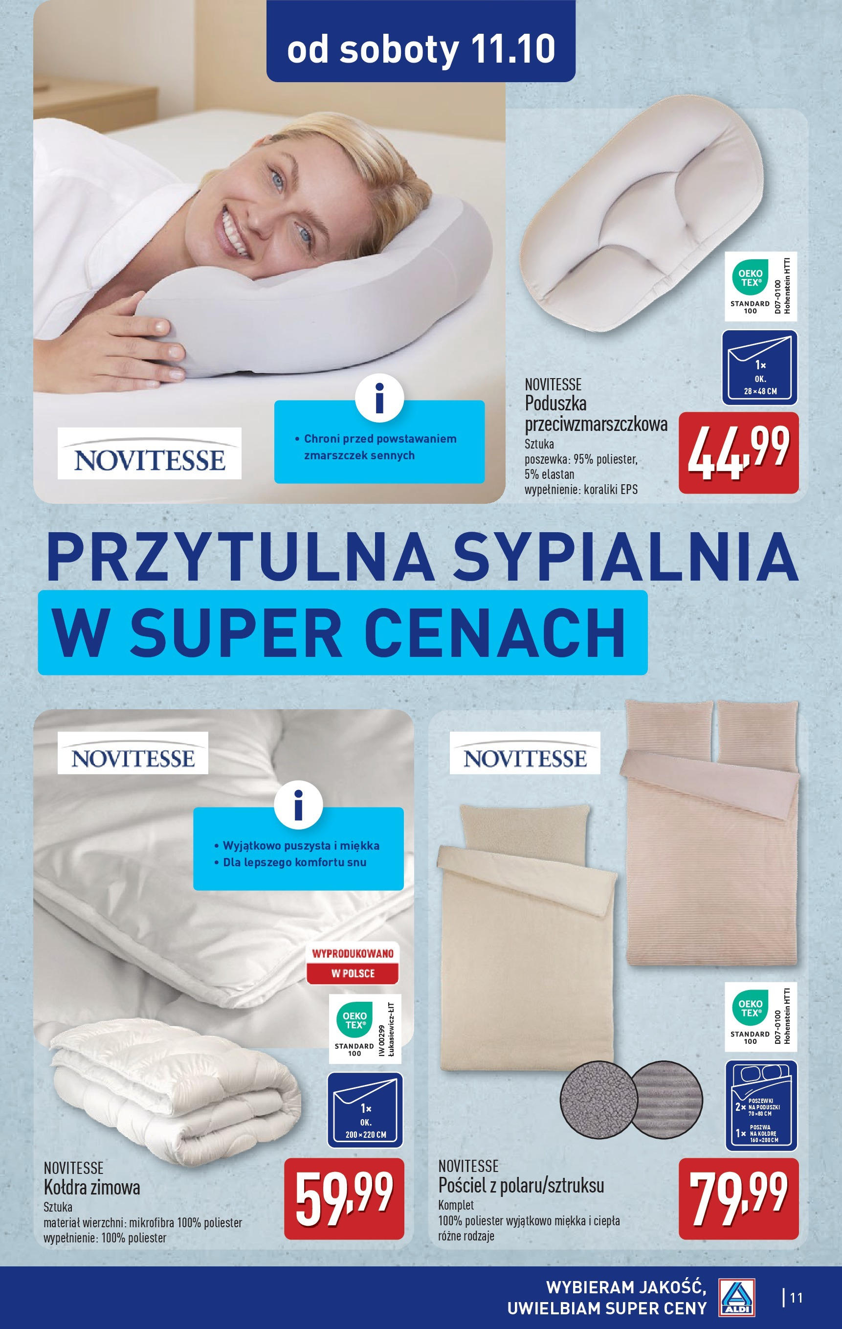 Aldi Gazetka - Artykuły przemysłowe i tekstylia od 06.10.2025 - Ulotka PDF, promocje | Strona: 11 | Produkty: Pościel, Poduszka, Kołdra