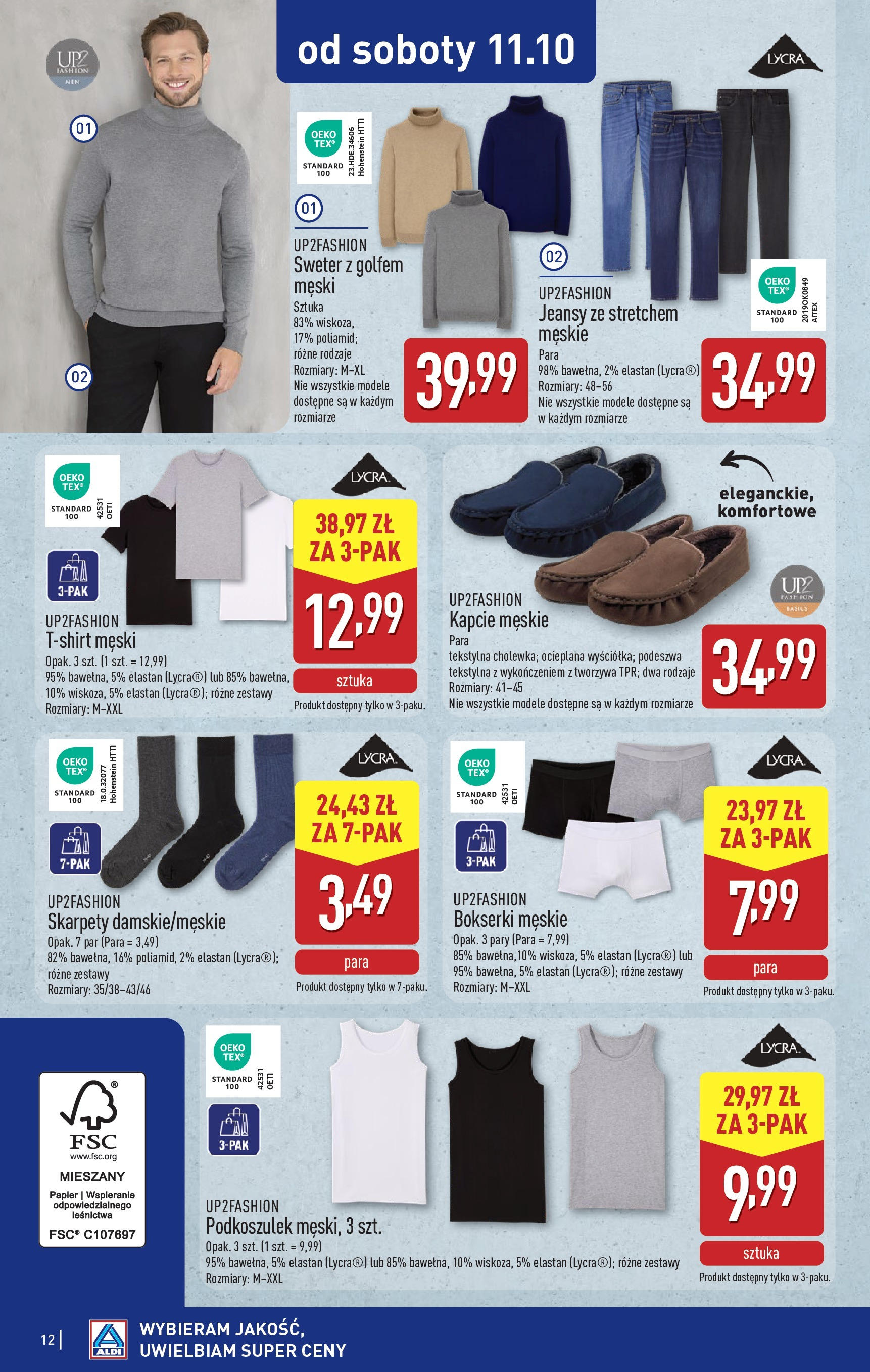 Aldi Gazetka - Artykuły przemysłowe i tekstylia od 06.10.2025 - Ulotka PDF, promocje | Strona: 12 | Produkty: Sweter, Skarpety, Bokserki, Bokserki męskie