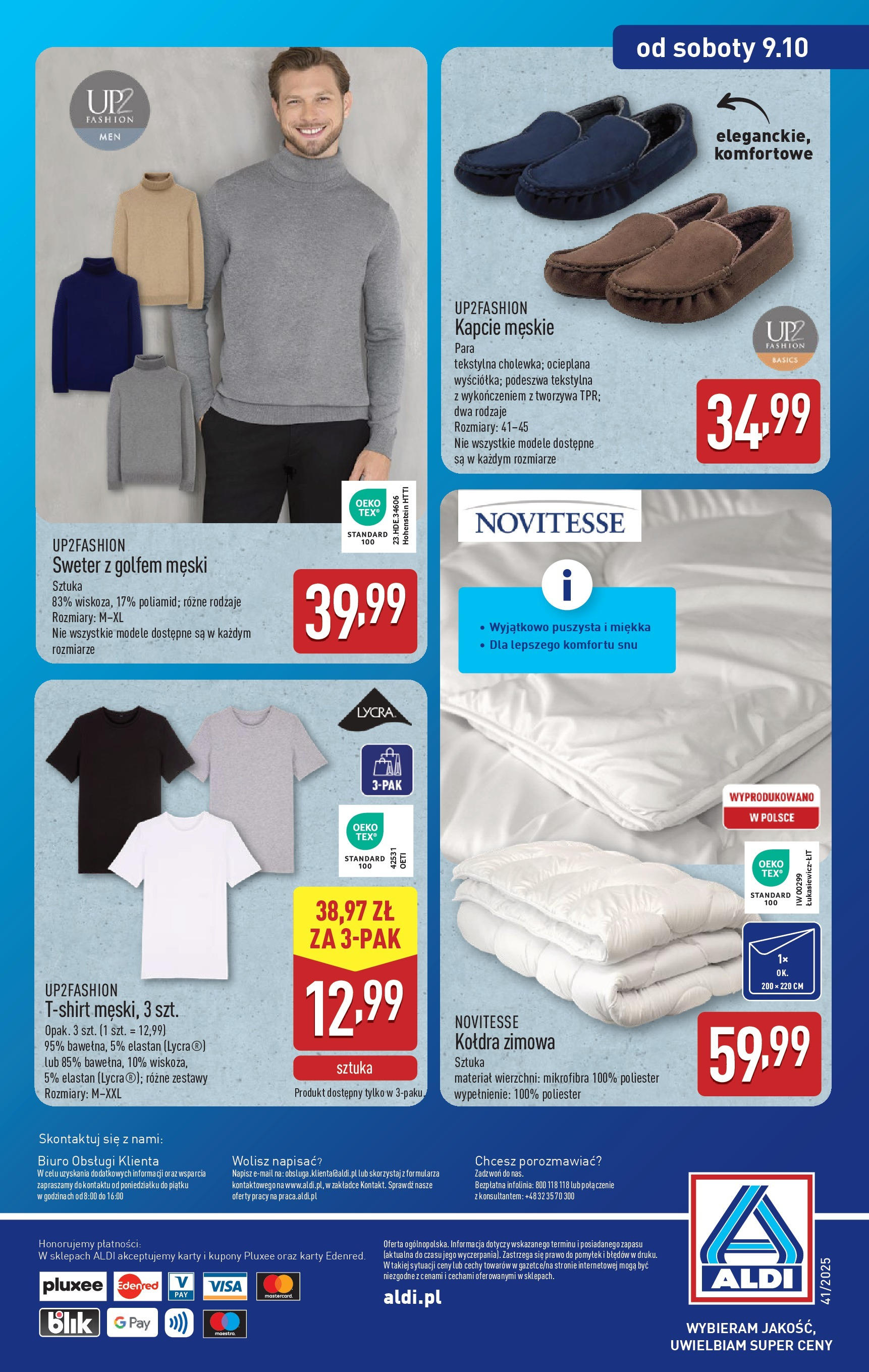 Aldi Gazetka - Artykuły przemysłowe i tekstylia od 06.10.2025 - Ulotka PDF, promocje | Strona: 14 | Produkty: Sweter, Kapcie, Kołdra