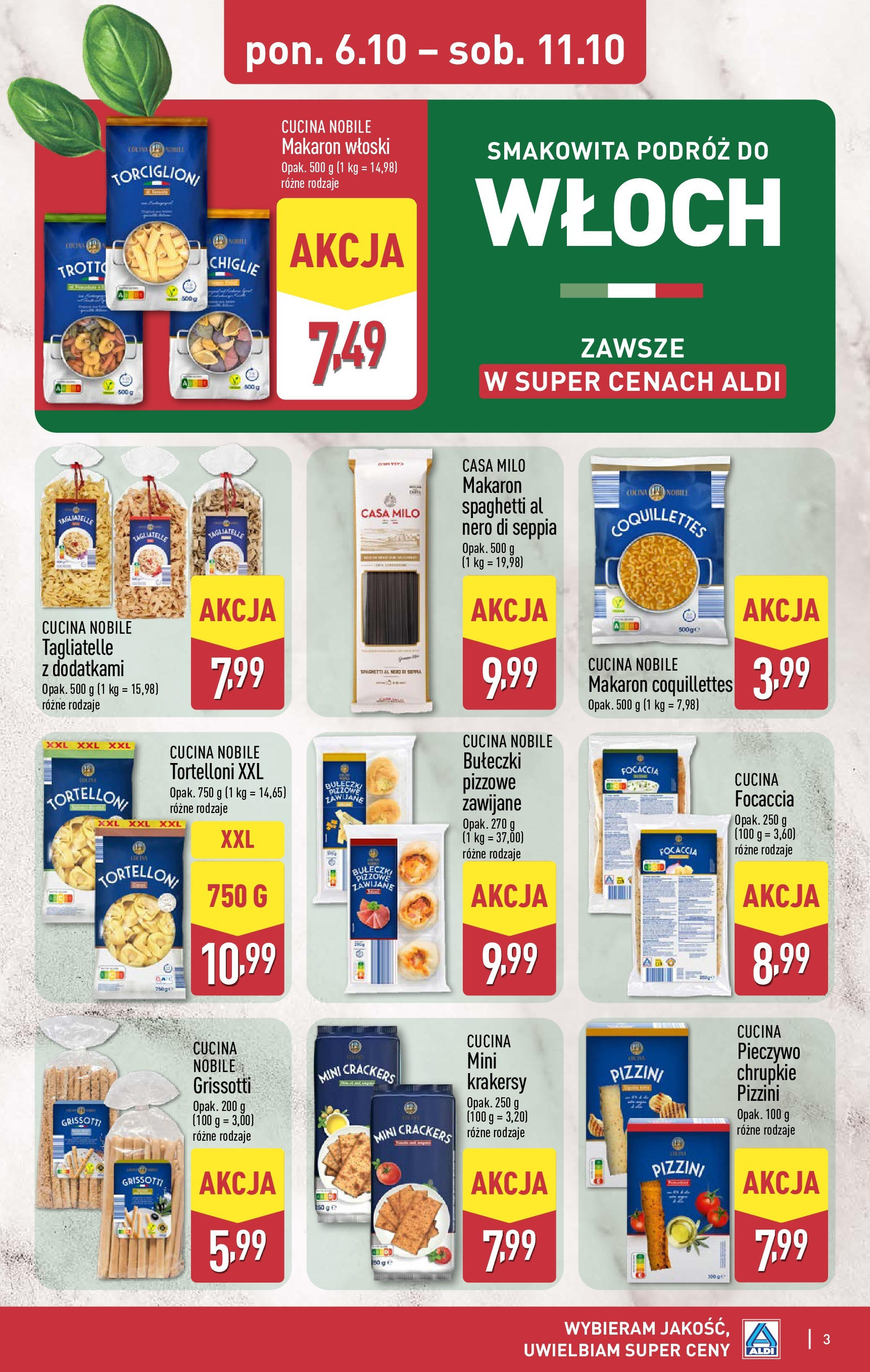 Aldi Gazetka - Smakowita podróż do Włoch od 06.10.2025 - Ulotka PDF, promocje | Strona: 3 | Produkty: Pieczywo, Krakersy, Tagliatelle, Makaron