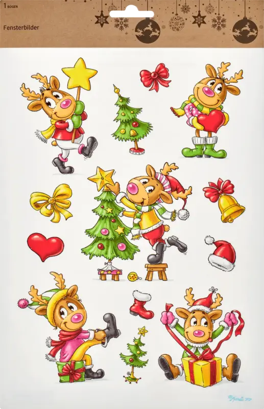 BOLTZE Fensterbilder Elche Weihnachtsmotive (A4)