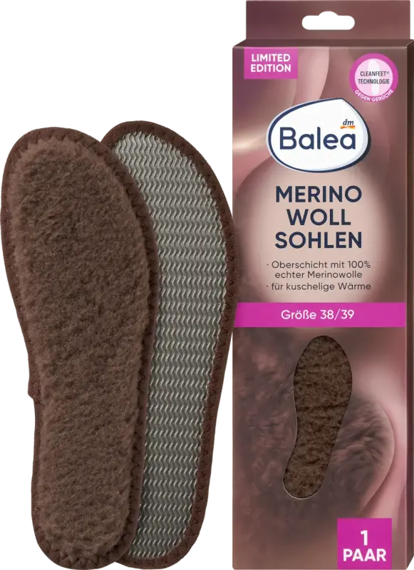 Balea Einlegesohlen Merino Woll Sohlen Gr. 38/39 (1 Paar)