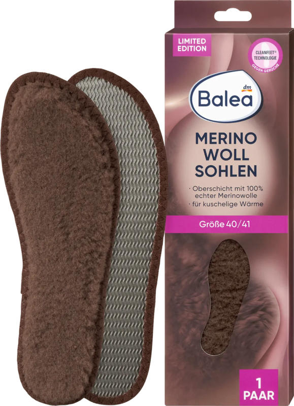 Balea Einlegesohlen Merino Woll Sohlen Gr. 40/41 (1 Paar)