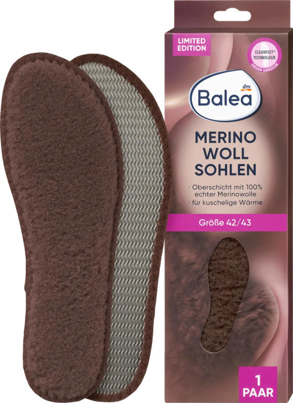 Balea Einlegesohlen Merino Woll Sohlen Gr. 42/43 (1 Paar)