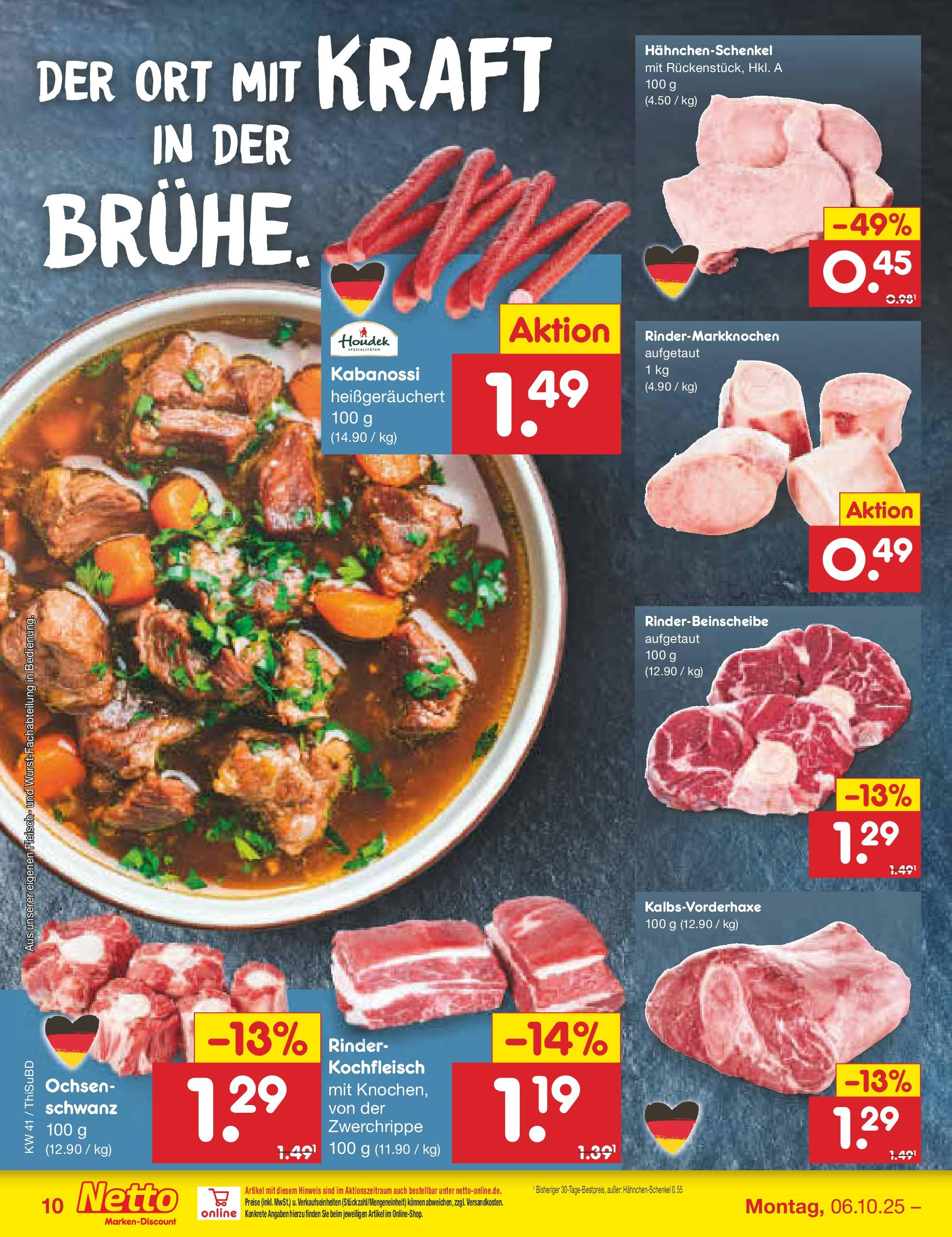 Netto Marken-Discount prospekt Thiendorf	 (ab 05.10.2025) » Angebote | Seite: 10 | Produkte: Hahnchenschenkel, Fleisch