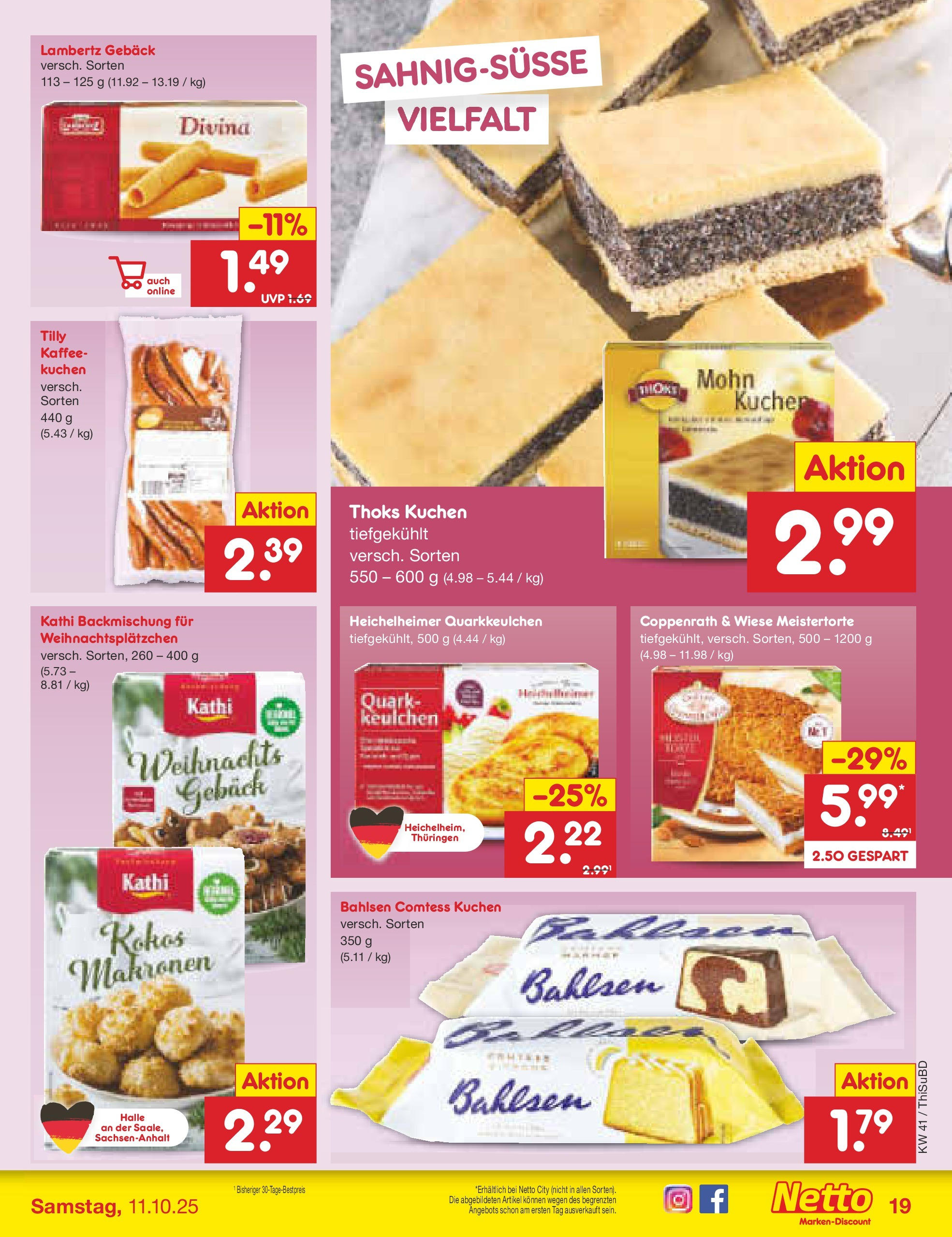 Netto Marken-Discount prospekt Thiendorf	 (ab 05.10.2025) » Angebote | Seite: 19 | Produkte: Quark, Kaffee, Kuchen
