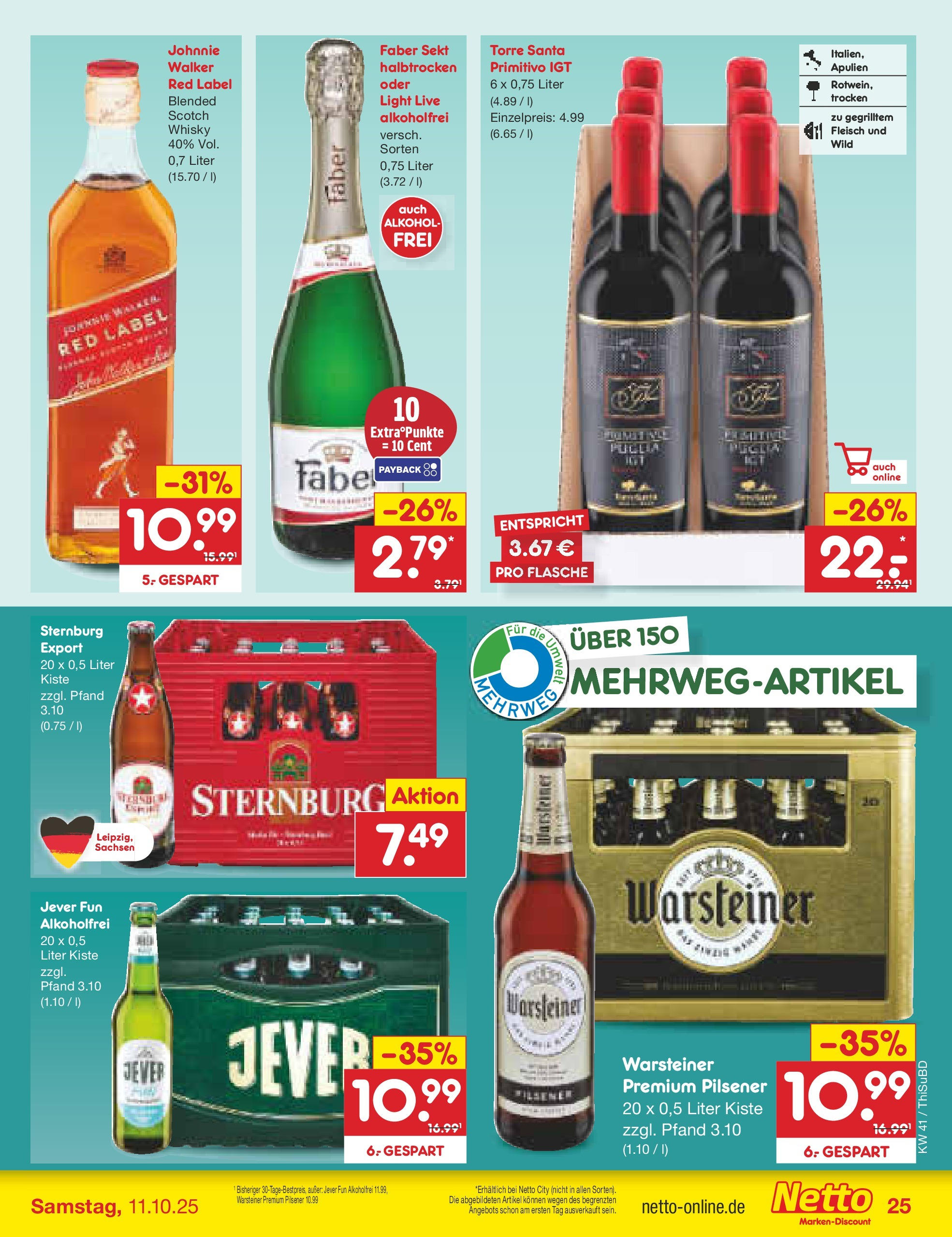 Netto Marken-Discount prospekt Thiendorf	 (ab 05.10.2025) » Angebote | Seite: 27 | Produkte: Whisky, Sekt, Jever, Fleisch