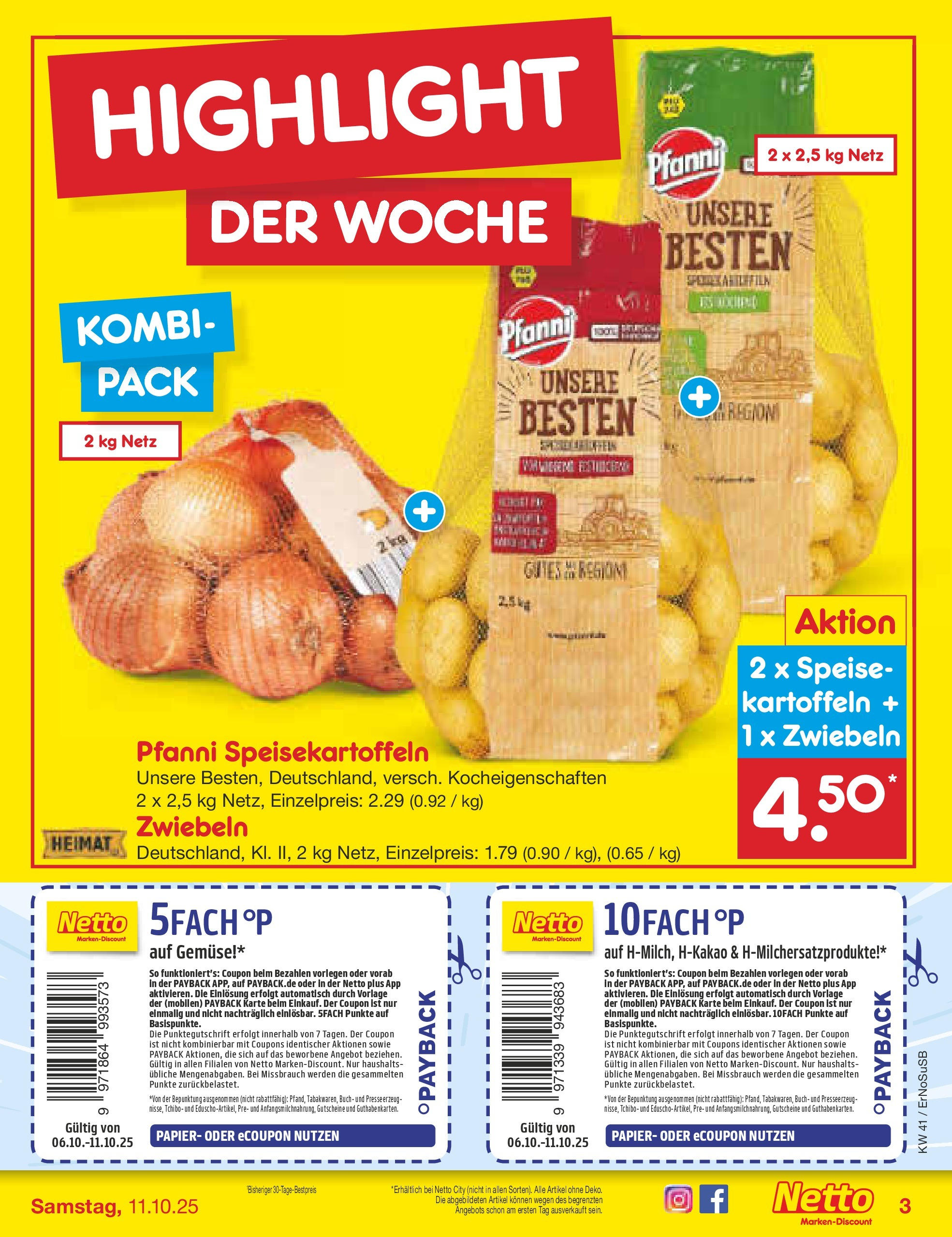 Netto Marken-Discount prospekt Nordhausen	 (ab 05.10.2025) » Angebote | Seite: 3 | Produkte: Kartoffeln, Zwiebeln, Gemüse