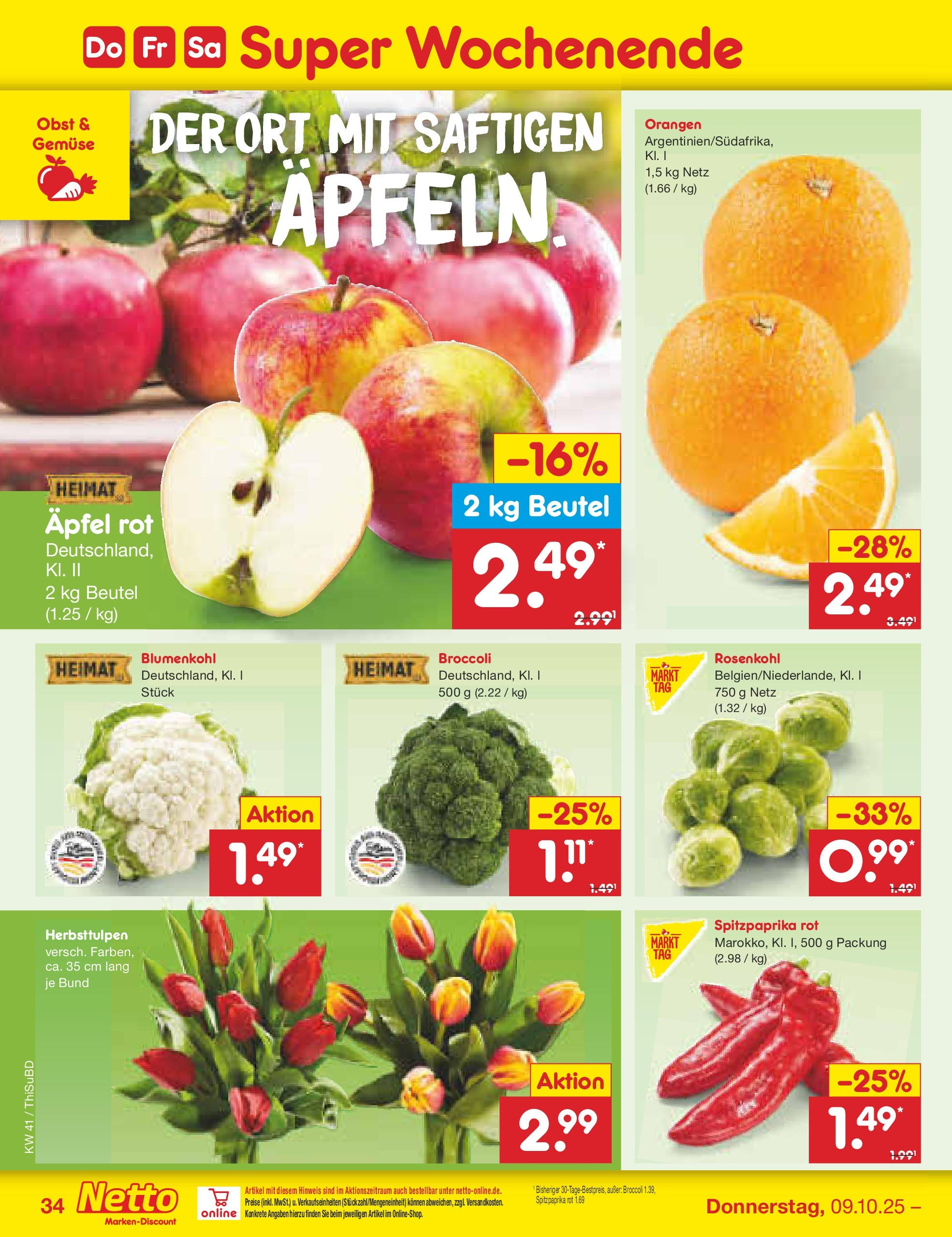 Netto Marken-Discount prospekt Thiendorf	 (ab 05.10.2025) » Angebote | Seite: 38 | Produkte: Äpfel, Orangen, Gemüse, Obst