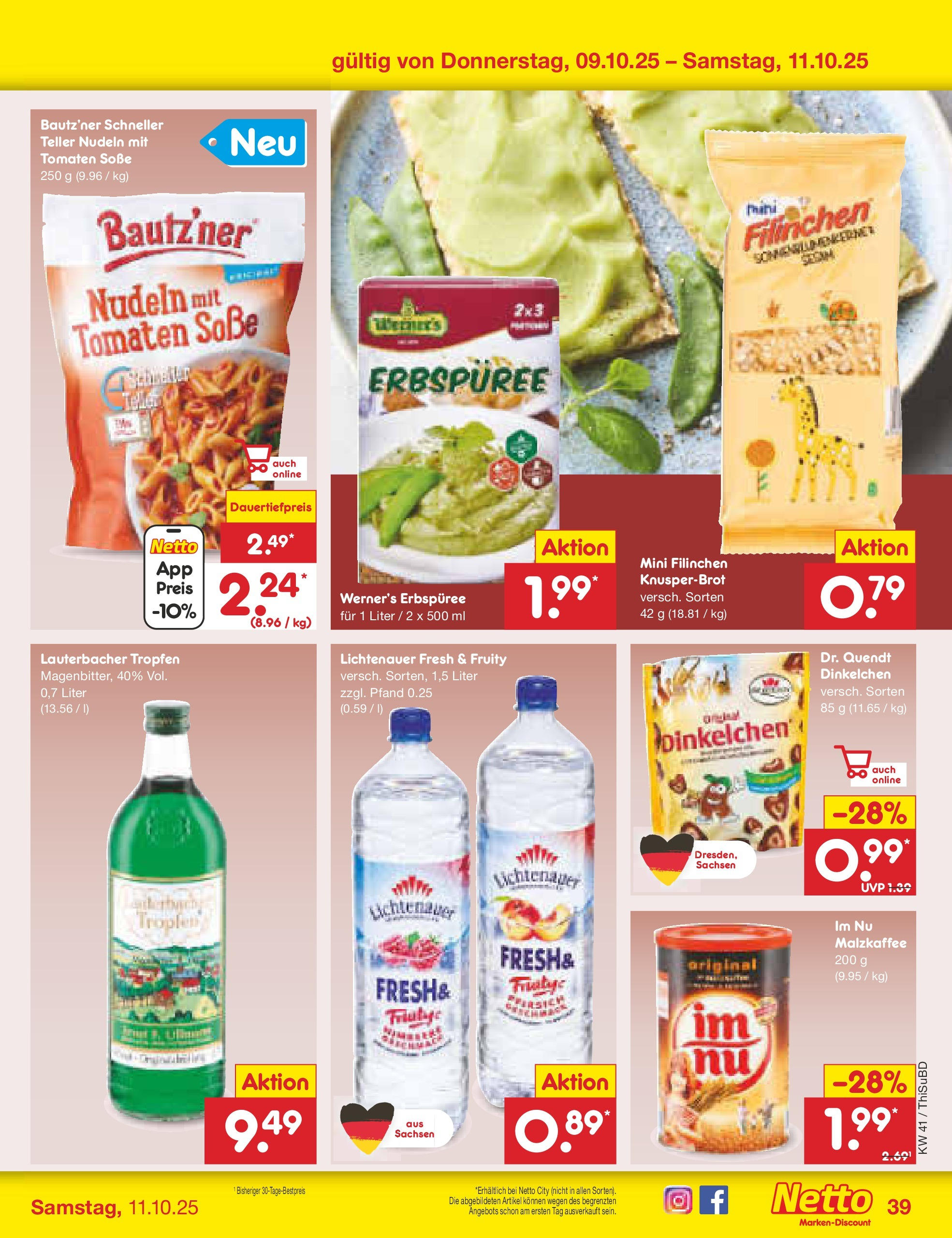 Netto Marken-Discount prospekt Thiendorf	 (ab 05.10.2025) » Angebote | Seite: 43 | Produkte: Tomaten, Soße, Nudeln