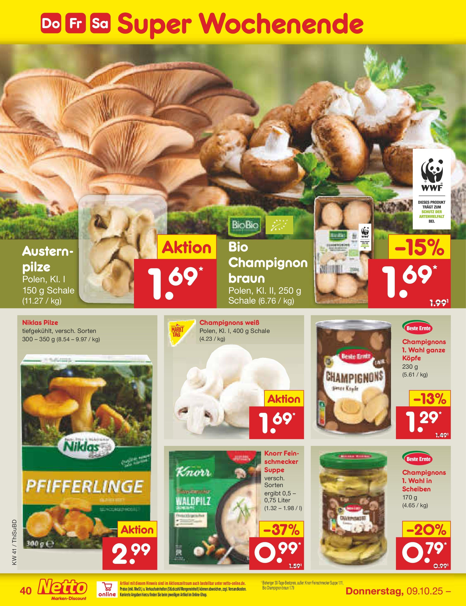 Netto Marken-Discount prospekt Thiendorf	 (ab 05.10.2025) » Angebote | Seite: 44 | Produkte: Knorr, Champignons, Pfifferlinge