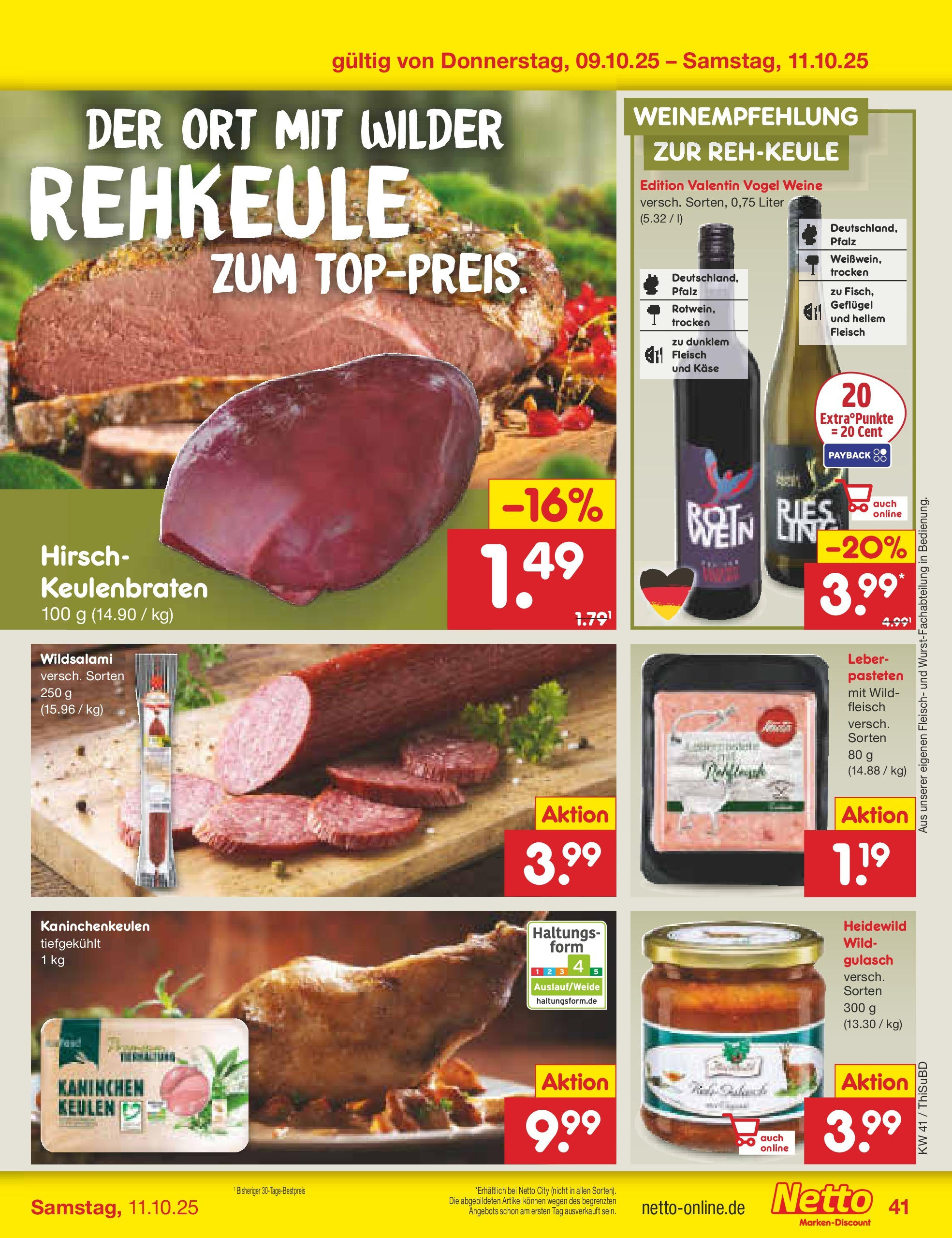 Netto Marken-Discount prospekt Thiendorf	 (ab 05.10.2025) » Angebote | Seite: 45 | Produkte: Käse, Kaninchen, Gulasch, Fleisch