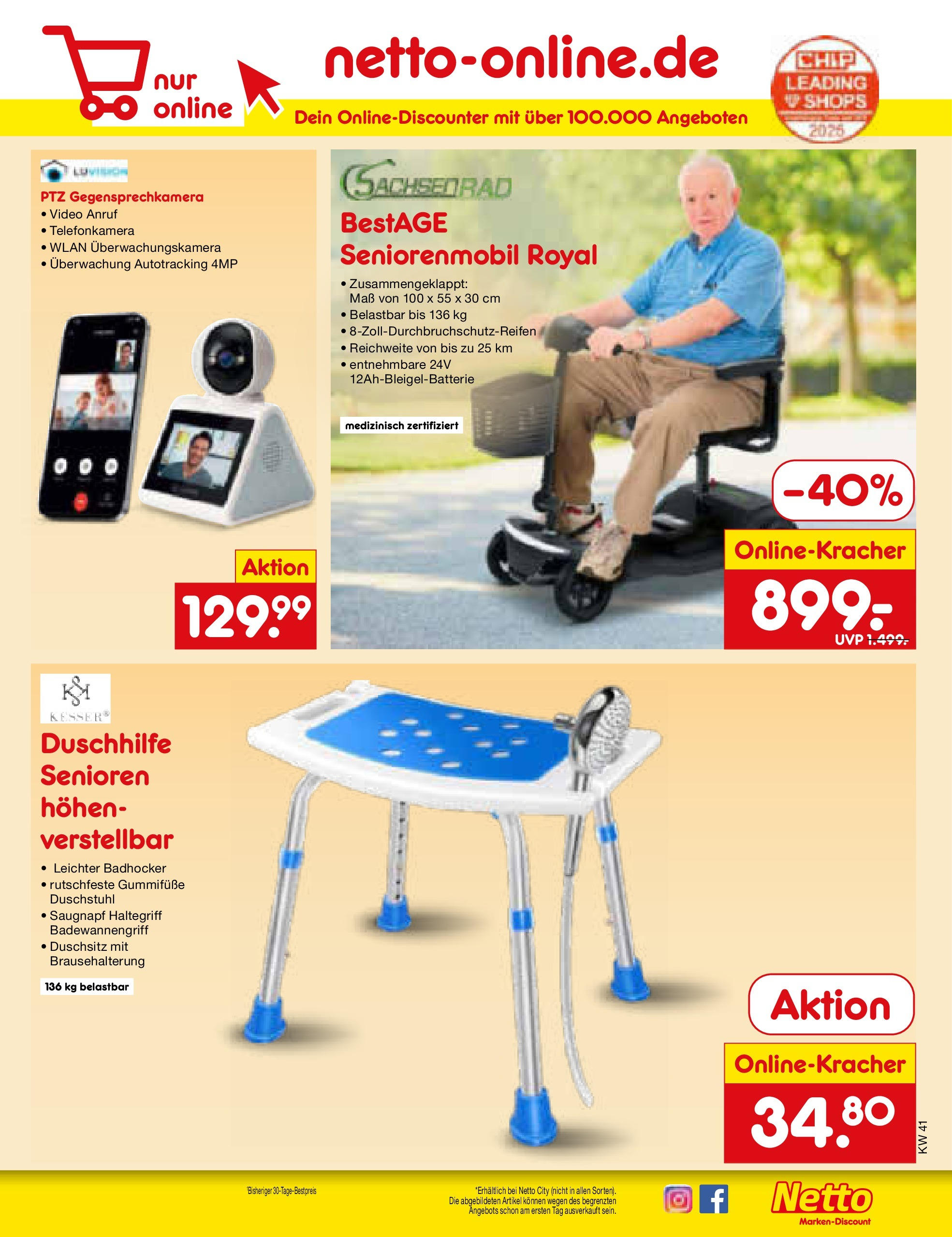 Netto Marken-Discount prospekt Nordhausen	 (ab 05.10.2025) » Angebote | Seite: 61 | Produkte: Badhocker, Video