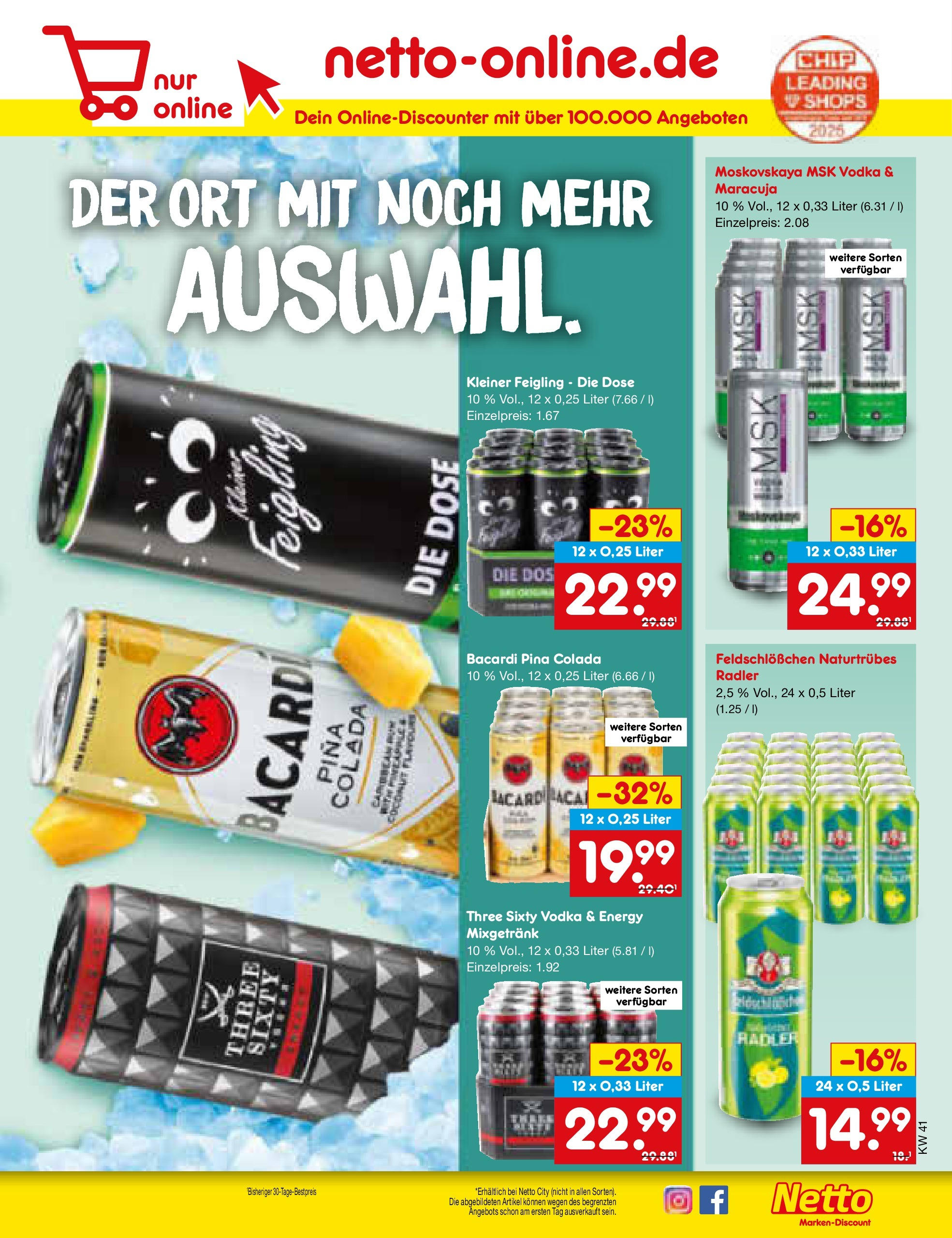 Netto Marken-Discount prospekt Nordhausen	 (ab 05.10.2025) » Angebote | Seite: 63 | Produkte: Bacardi, Energy, Radler, Vodka