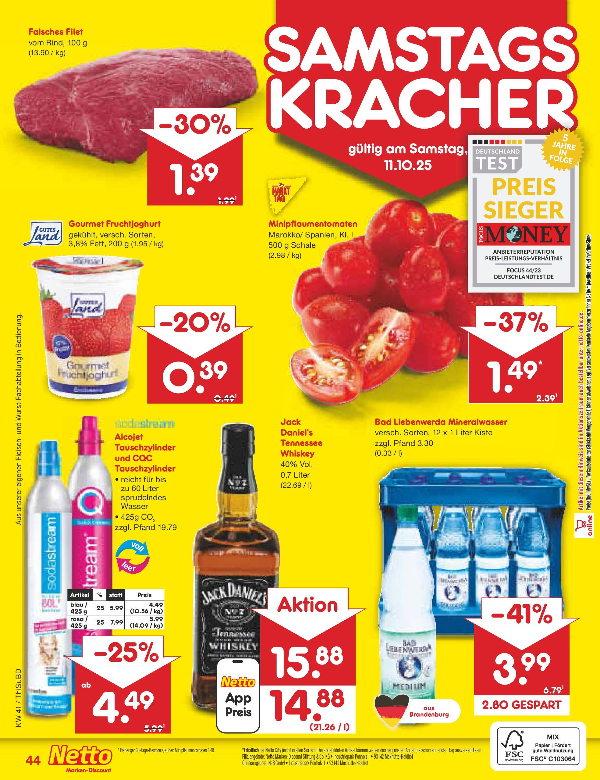Netto Marken-Discount prospekt Thiendorf	 (ab 05.10.2025) » Angebote | Seite: 48 | Produkte: Bad, Jack Daniel's, Wasser, Fleisch