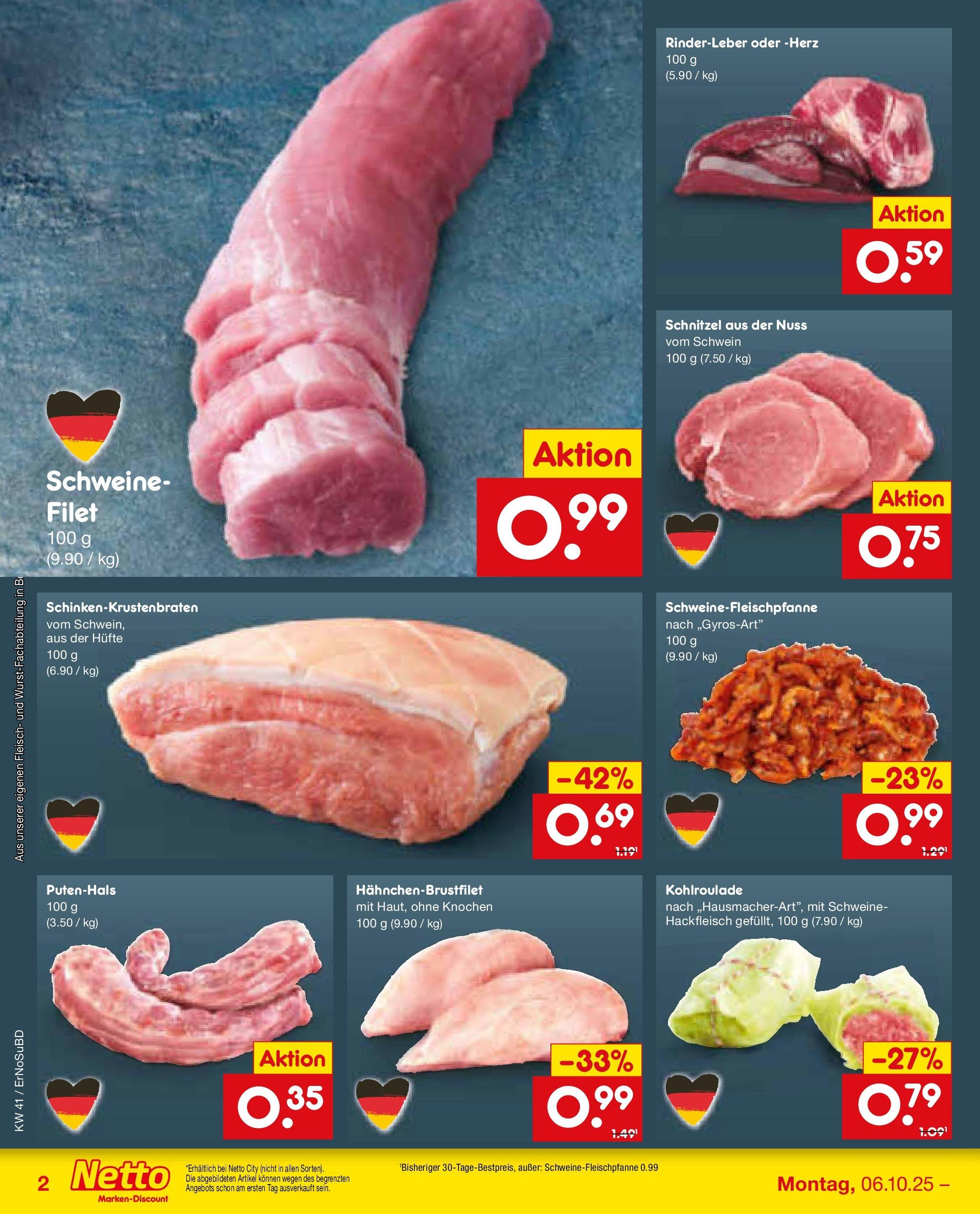 Netto Marken-Discount prospekt Nordhausen	 (ab 05.10.2025) » Angebote | Seite: 14 | Produkte: Schnitzel, Fleisch, Hackfleisch