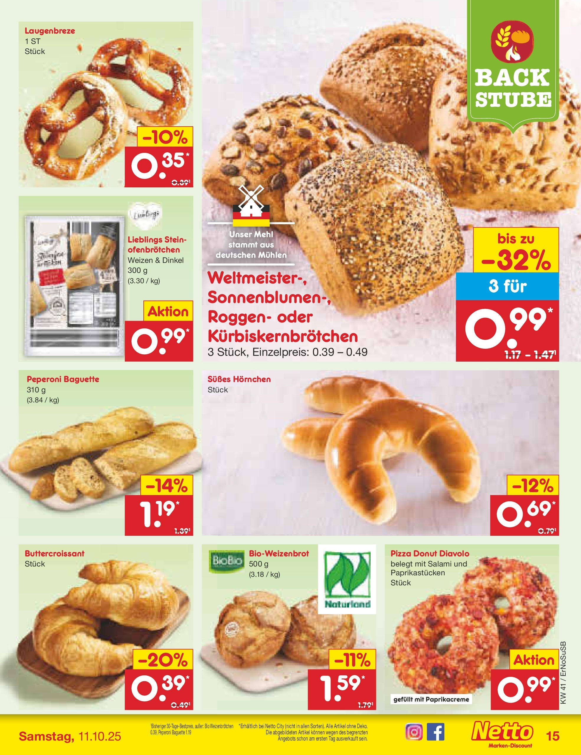 Netto Marken-Discount prospekt Nordhausen	 (ab 05.10.2025) » Angebote | Seite: 19 | Produkte: Mehl, Baguette, Salami, Pizza