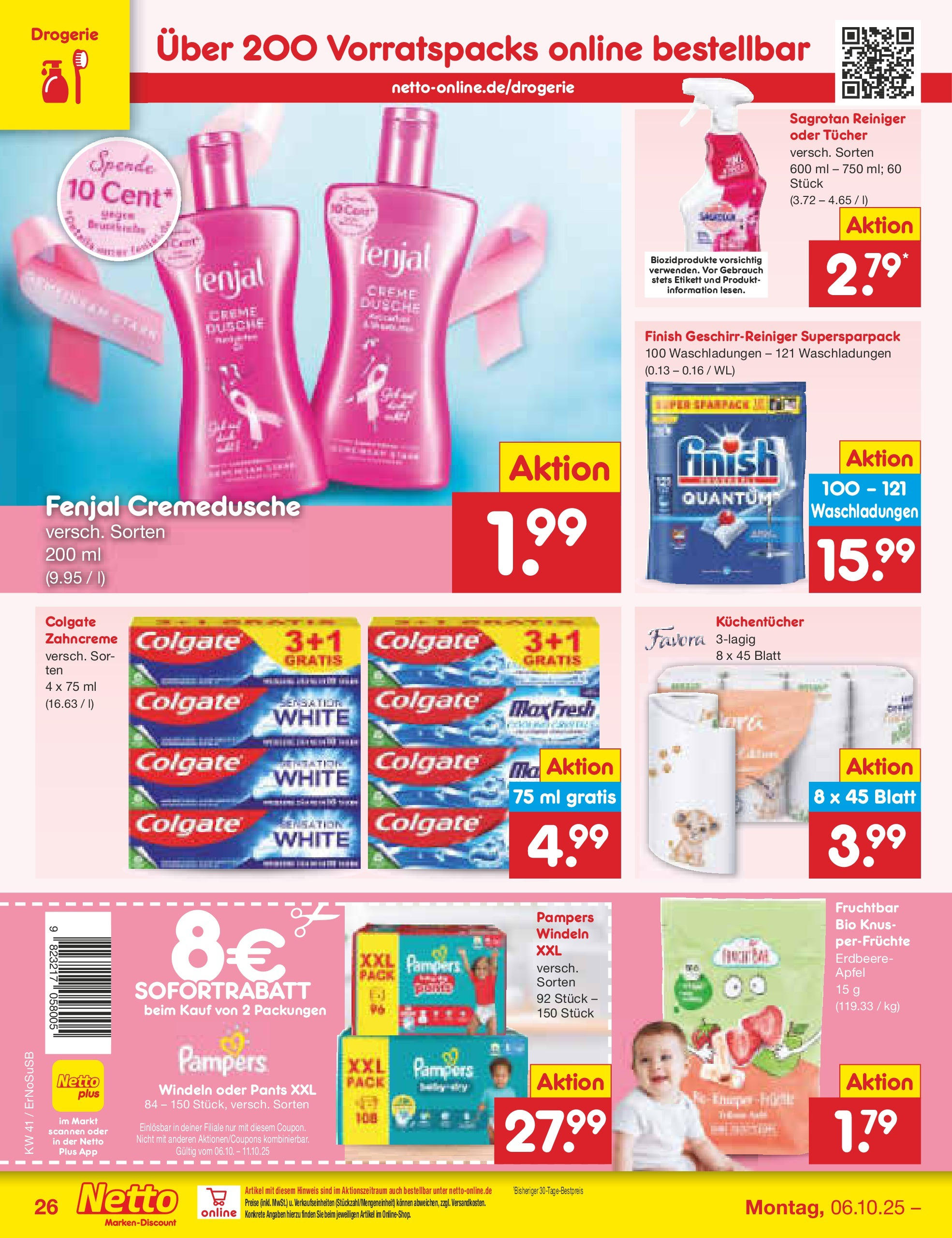 Netto Marken-Discount prospekt Nordhausen	 (ab 05.10.2025) » Angebote | Seite: 34 | Produkte: Dusche, Pampers, Äpfel, Finish