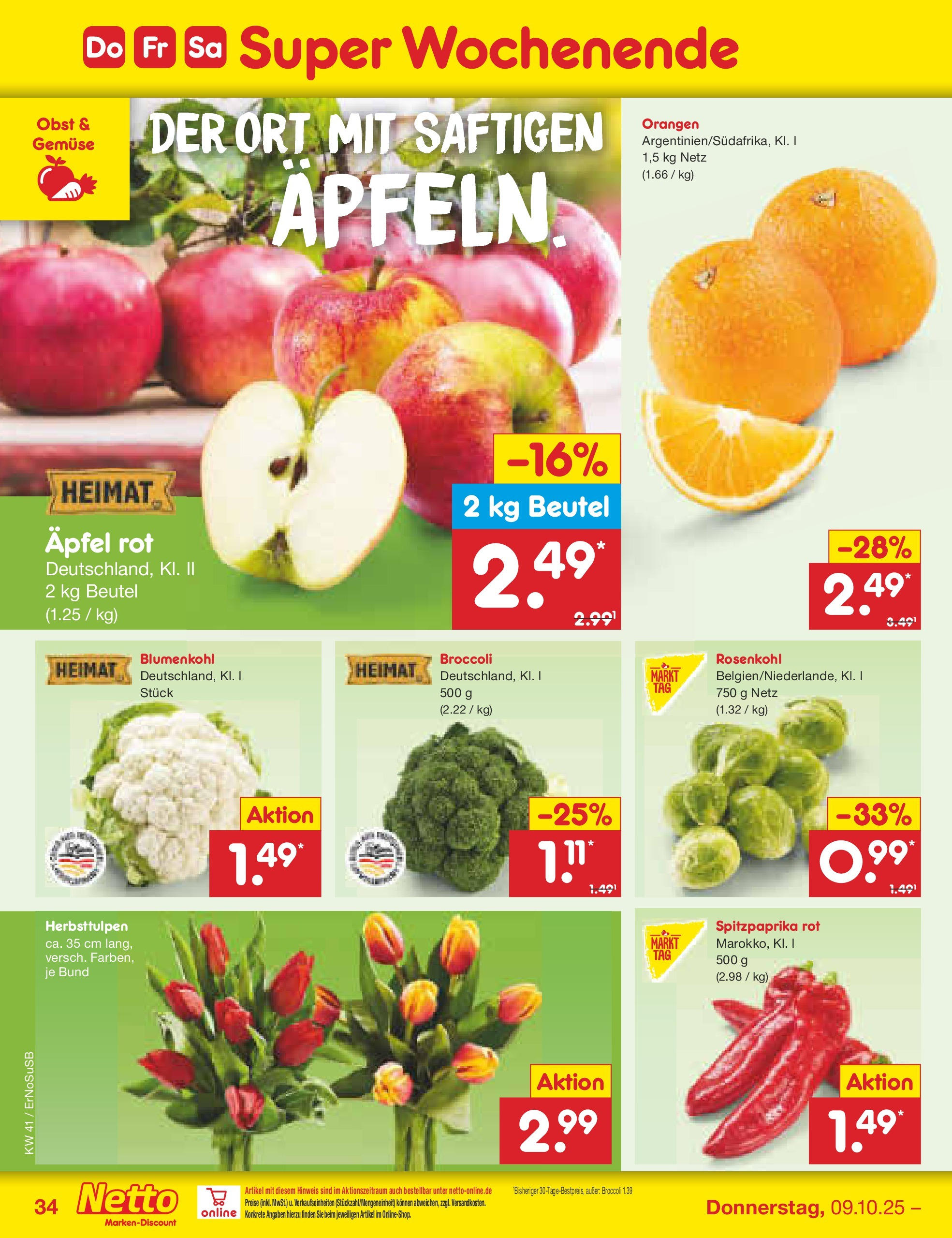 Netto Marken-Discount prospekt Nordhausen	 (ab 05.10.2025) » Angebote | Seite: 42 | Produkte: Äpfel, Orangen, Gemüse, Obst