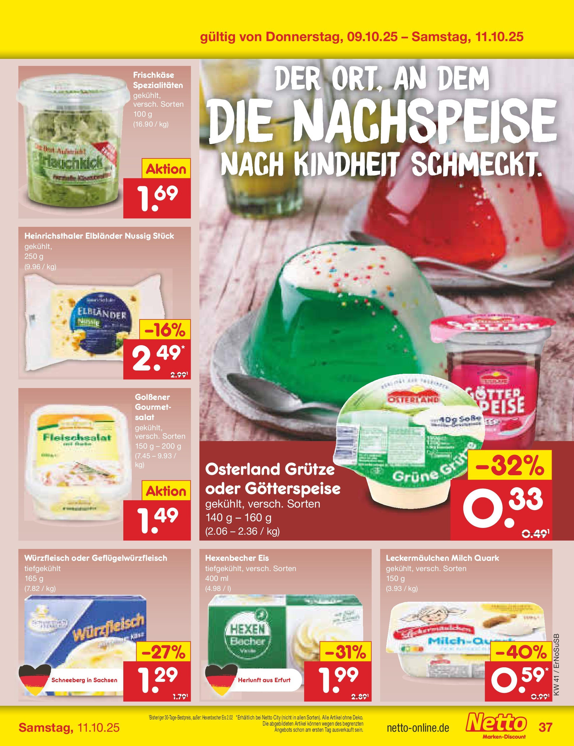 Netto Marken-Discount prospekt Nordhausen	 (ab 05.10.2025) » Angebote | Seite: 45 | Produkte: Quark, Milch, Salat, Frischkase