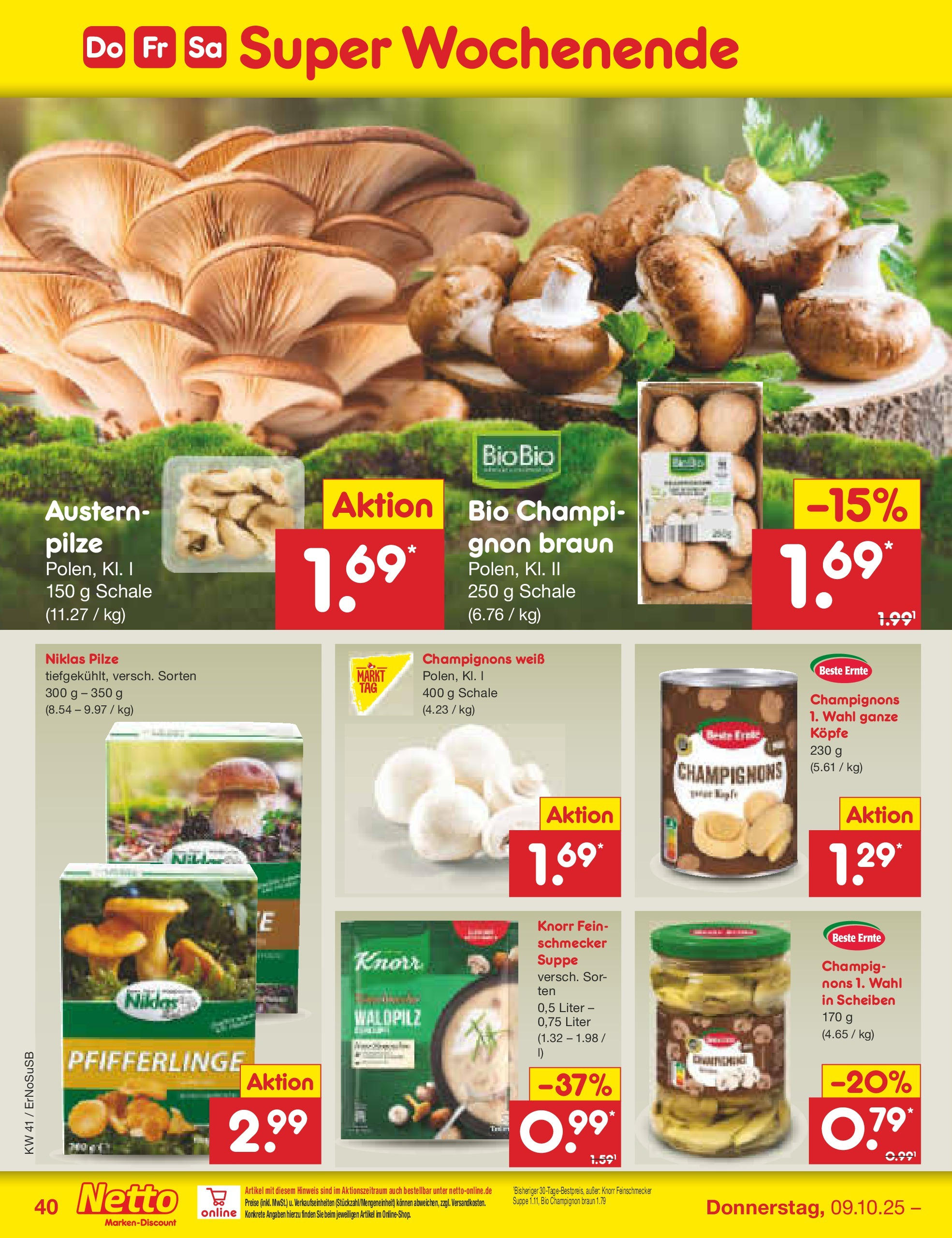 Netto Marken-Discount prospekt Nordhausen	 (ab 05.10.2025) » Angebote | Seite: 48 | Produkte: Knorr, Champignons, Pfifferlinge