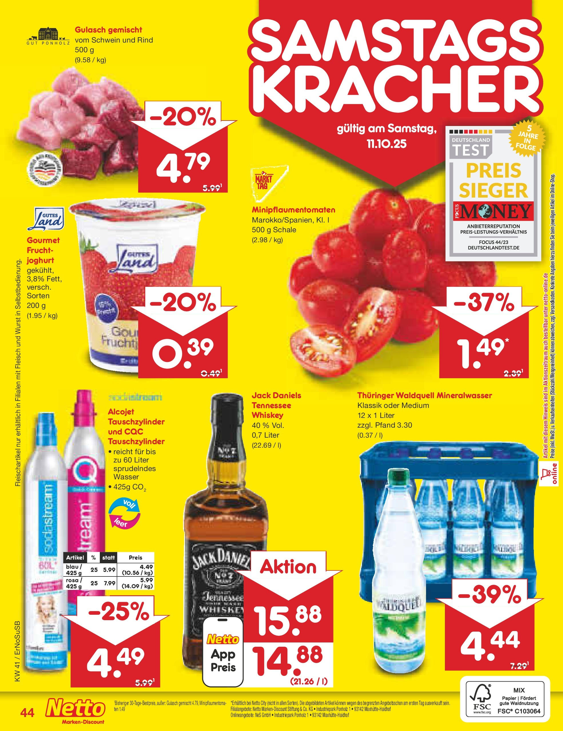 Netto Marken-Discount prospekt Nordhausen	 (ab 05.10.2025) » Angebote | Seite: 52 | Produkte: Joghurt, Mineralwasser, Fleisch, Whiskey