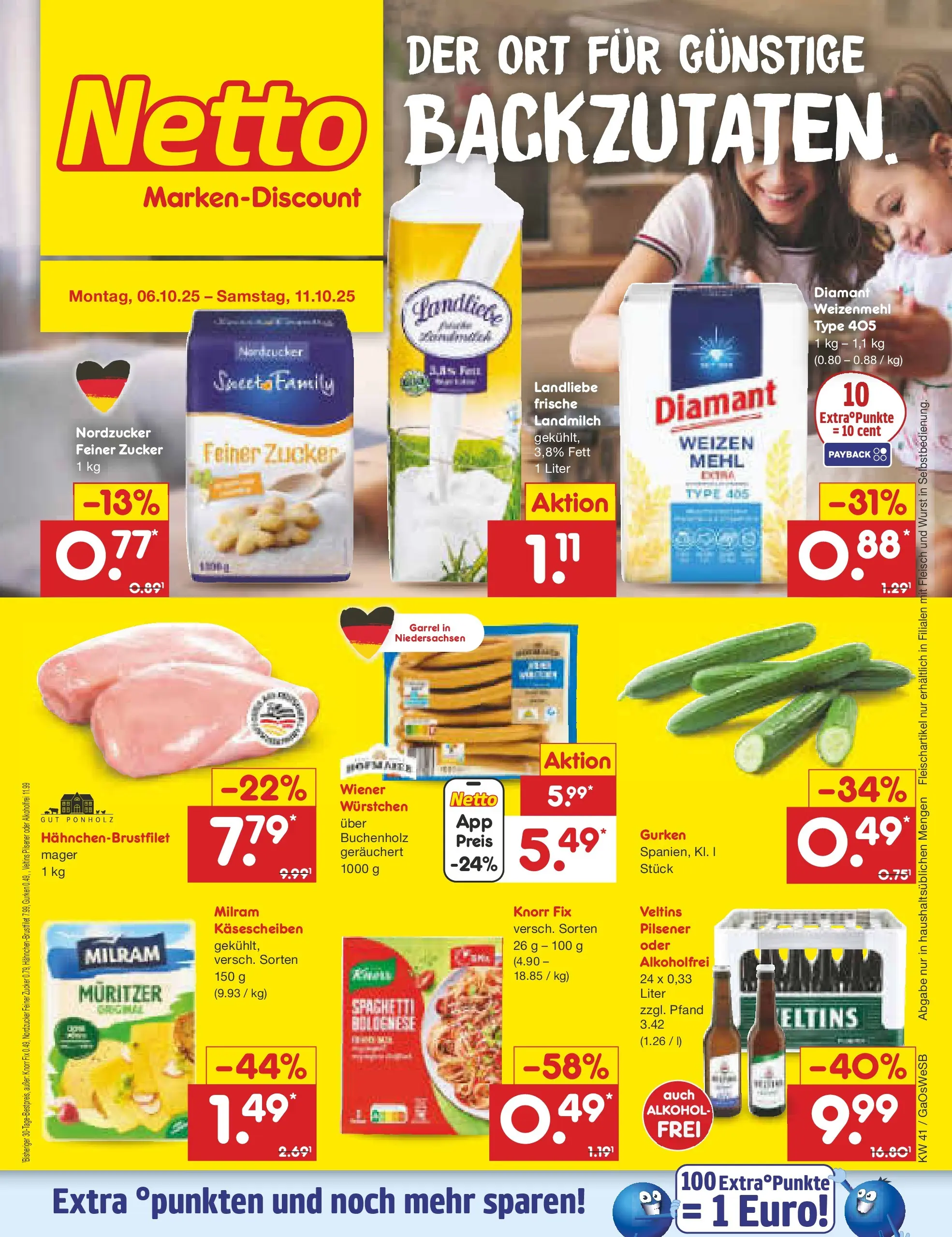Netto Marken-Discount prospekt Bremen-Lesum	 (ab 06.10.2025) » Angebote | Seite: 1 | Produkte: Knorr fix, Weizenmehl, Knorr, Milram