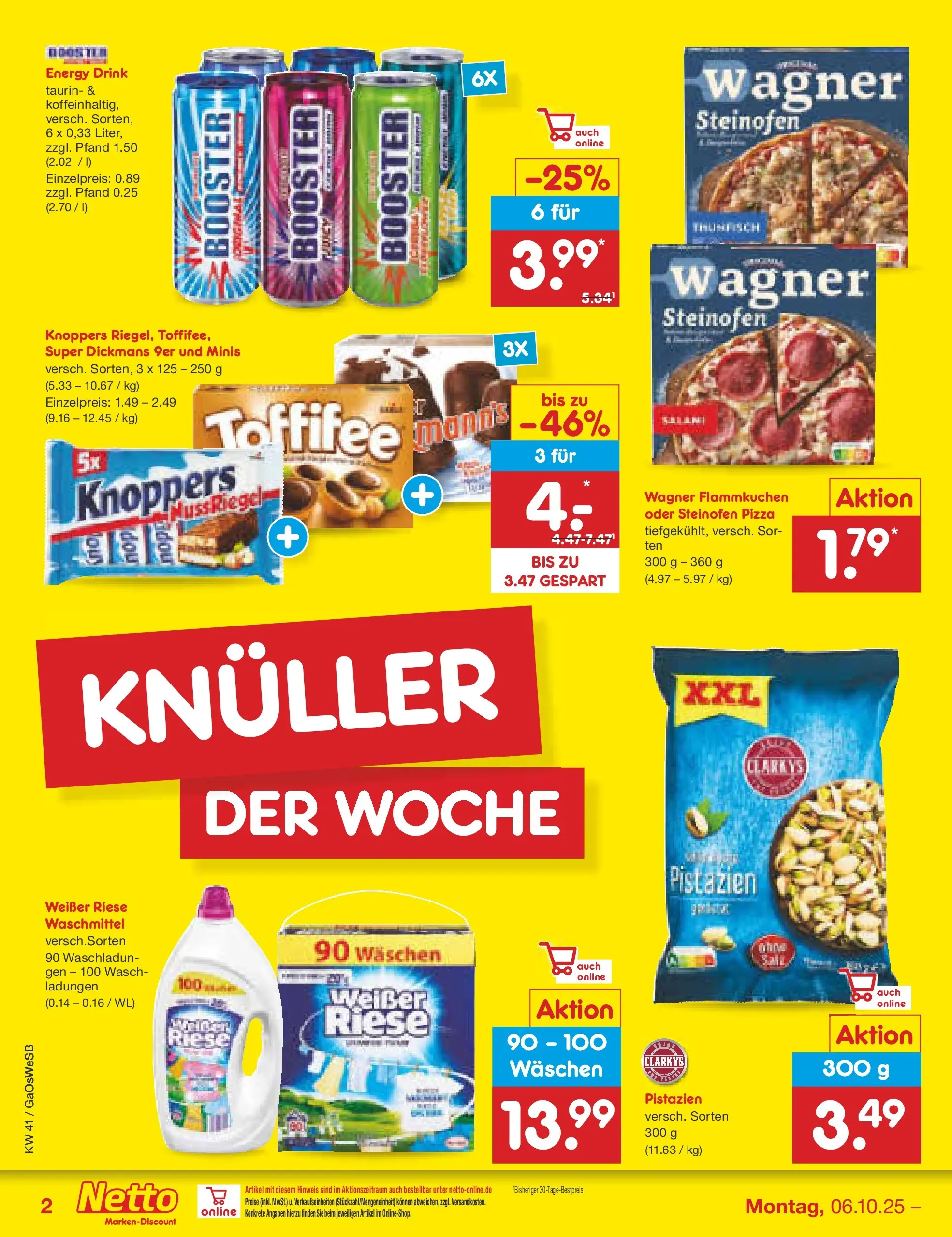 Netto Marken-Discount prospekt Bremen-Lesum	 (ab 06.10.2025) » Angebote | Seite: 2 | Produkte: Energy, Toffifee, Knoppers, Pizza