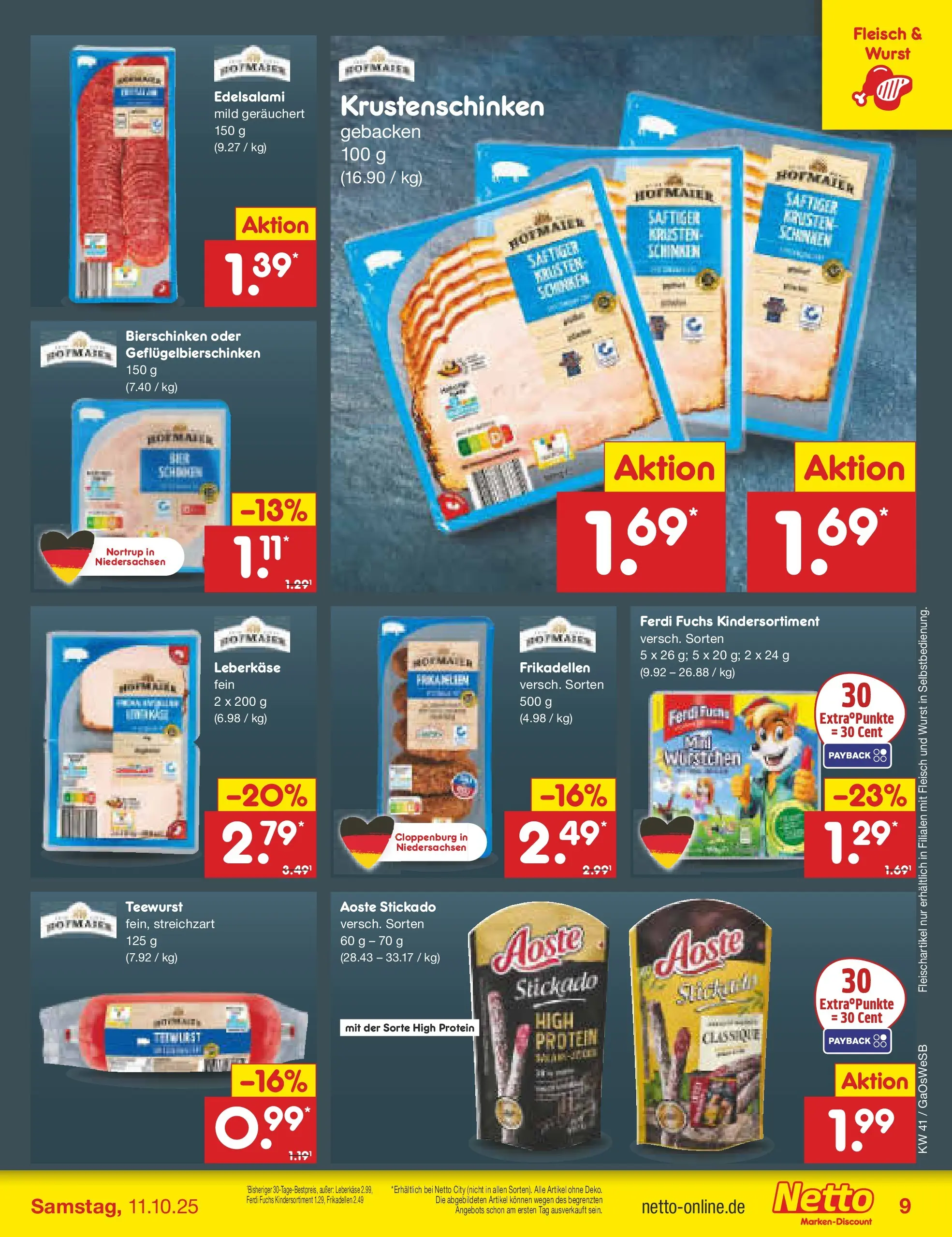 Netto Marken-Discount prospekt Bremen-Lesum	 (ab 06.10.2025) » Angebote | Seite: 11 | Produkte: Meica, Wurst, Schinken, Fleisch