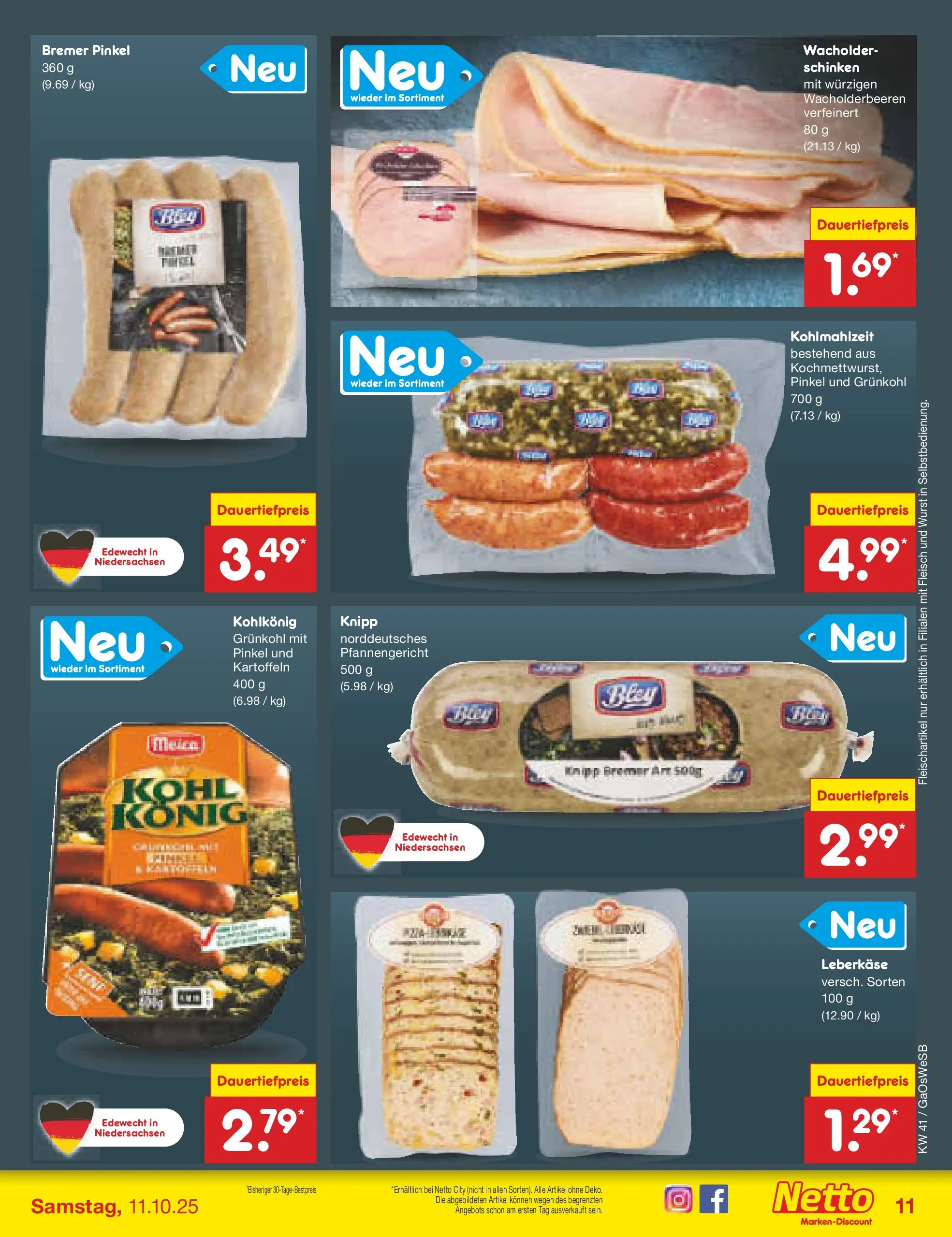 Netto Marken-Discount prospekt Bremen-Lesum	 (ab 06.10.2025) » Angebote | Seite: 13 | Produkte: Rama, Schlagsahne, Wurst, Sahne