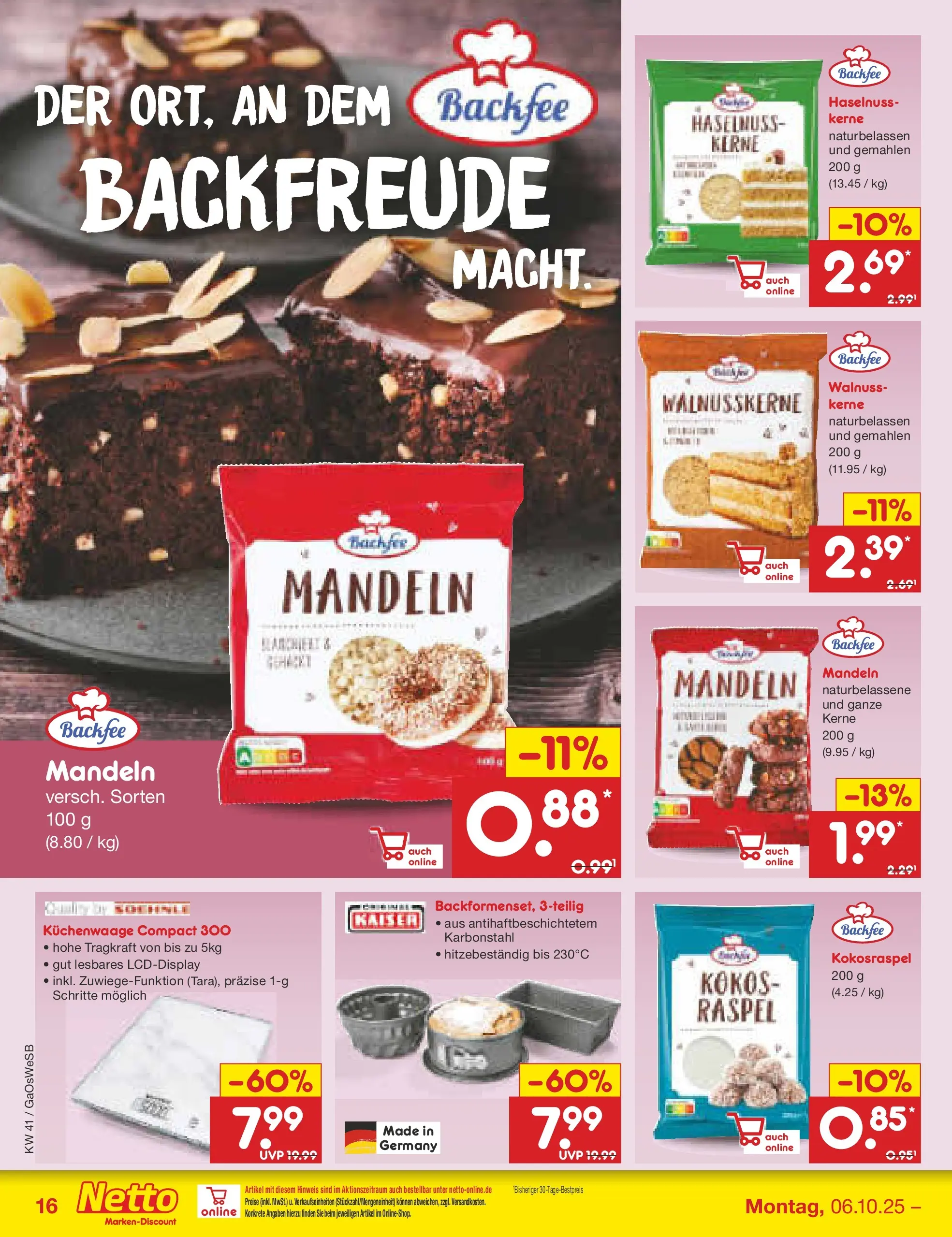 Netto Marken-Discount prospekt Bremen-Lesum	 (ab 06.10.2025) » Angebote | Seite: 18 | Produkte: Kaffee, Dallmayr, Kuchen, Kekse