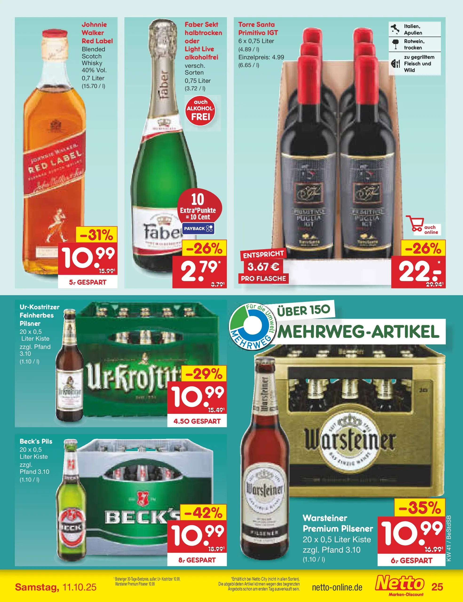 Netto Marken-Discount prospekt Berlin-Spandau (ab 06.10.2025) » Angebote | Seite: 29 | Produkte: Sekt, Pils, Warsteiner, Fleisch Netto Marken-Discount prospekt Berlin-Spandau (ab 06.10.2025) » Angebote | Seite: 29 | Produkte: Sekt, Pils, Warsteiner, Fleisch