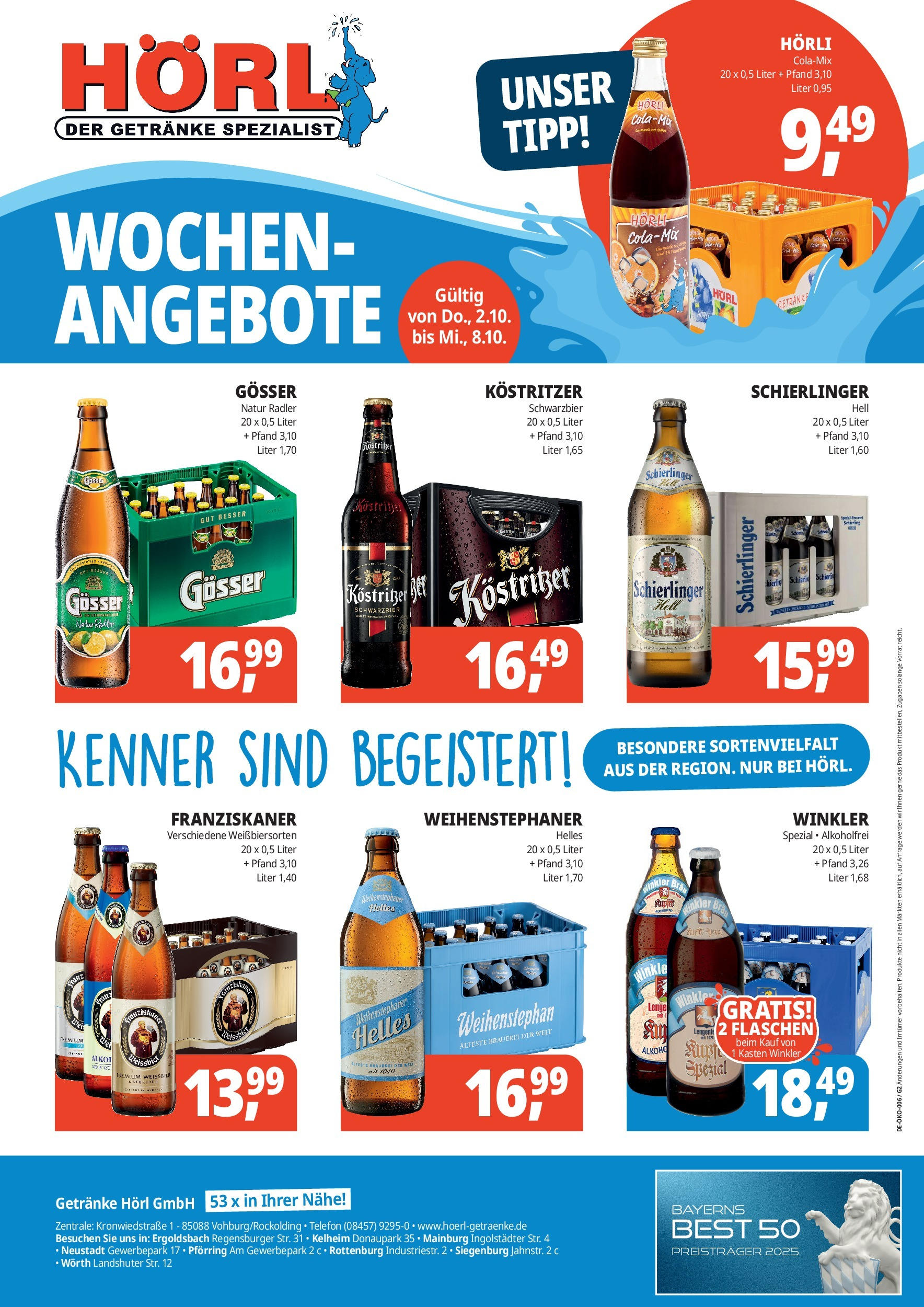 Entdecke - Getränke Hörl: Wochen-Angebote! (ab 01.10.2025) zum Blättern | Seite: 3 | Produkte: Kostritzer, Weißbier, Radler, Telefon