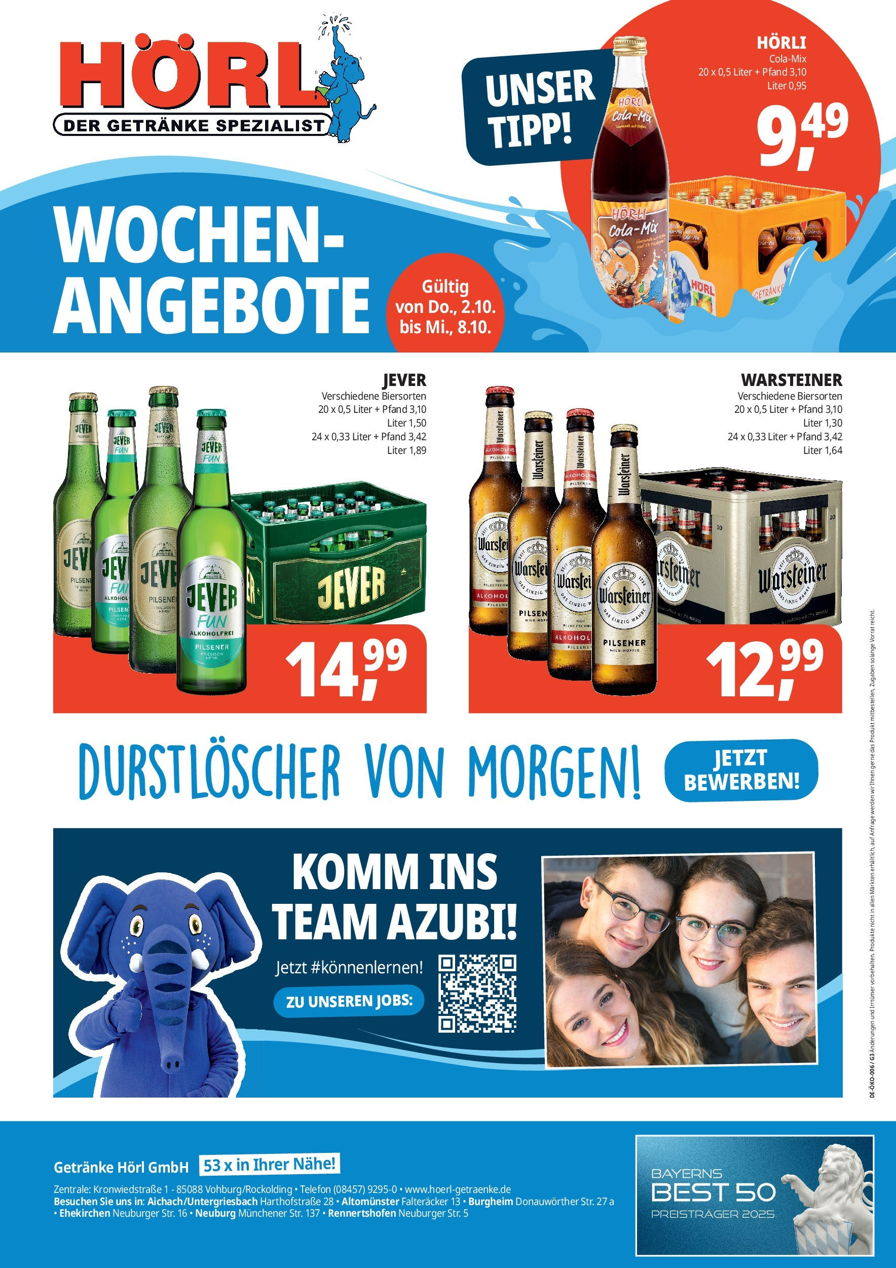 Entdecke - Getränke Hörl: Wochen-Angebote! (ab 01.10.2025) zum Blättern | Seite: 3 | Produkte: Durstloscher, Warsteiner, Jever