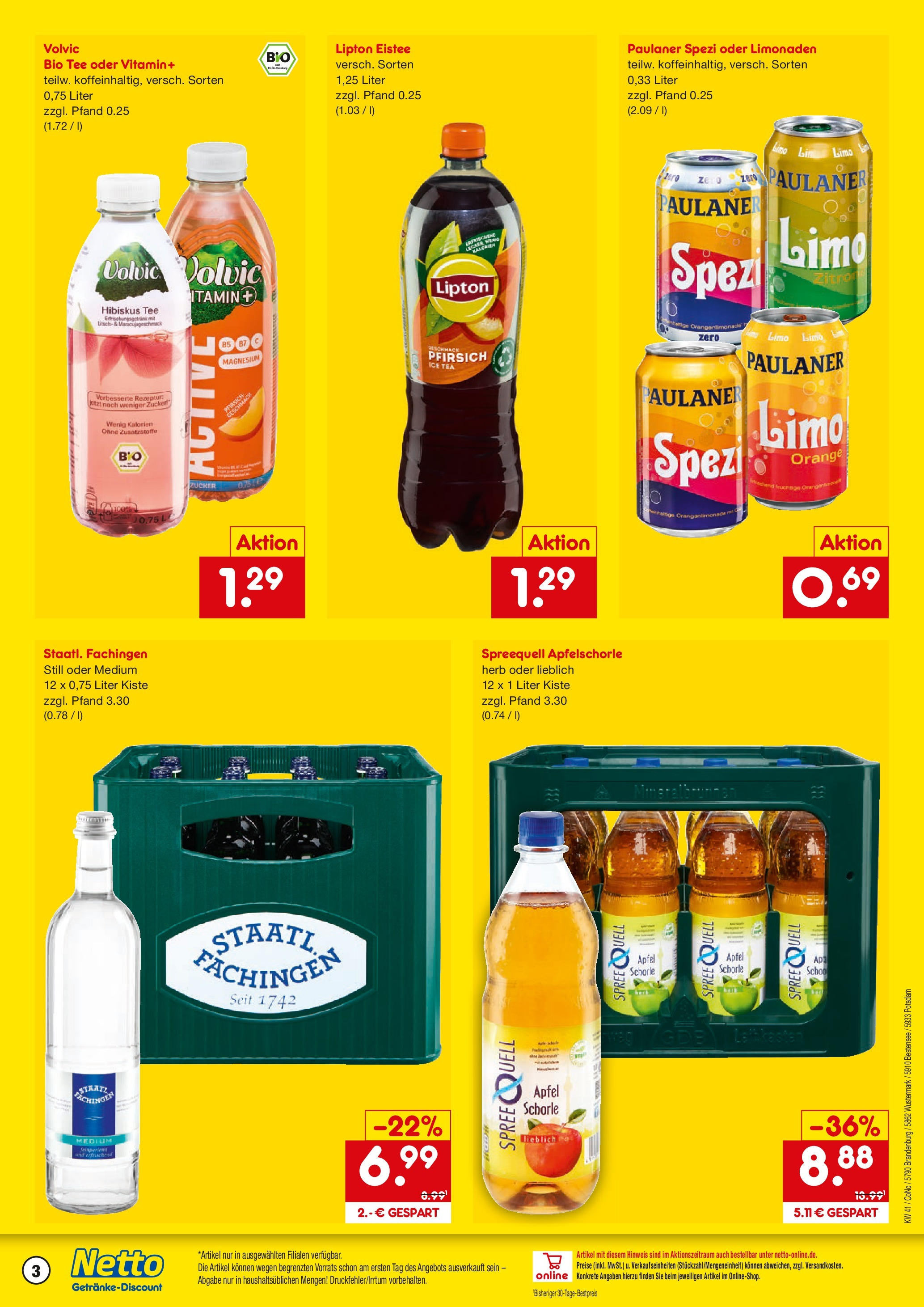 Netto Marken-Discount prospekt Potsdam	 (ab 05.10.2025) » Angebote | Seite: 3 | Produkte: Paulaner spezi, Äpfel, Volvic, Paulaner