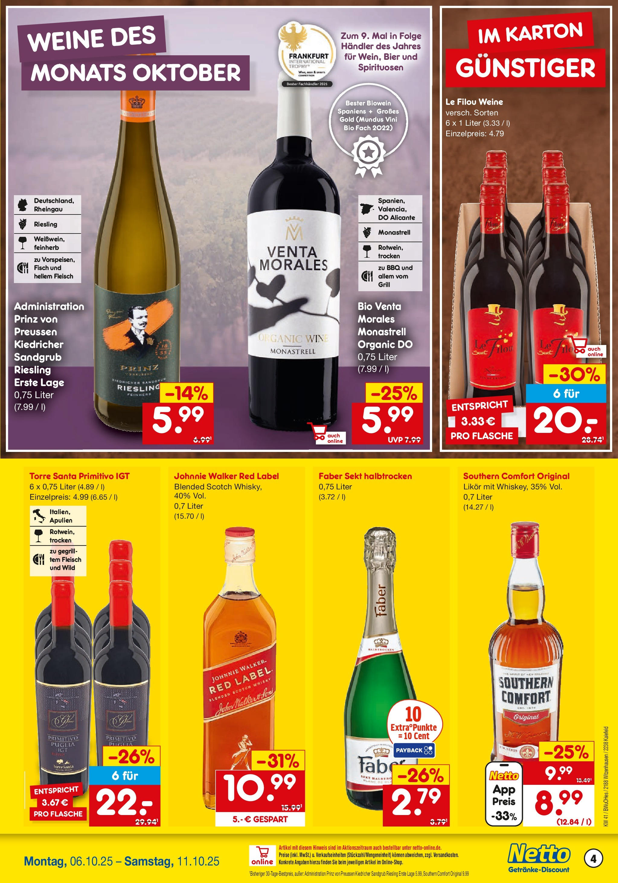 Netto Marken-Discount prospekt Witzenhausen	 (ab 05.10.2025) » Angebote | Seite: 4 | Produkte: Grill, Fisch, Fleisch, Johnnie walker
