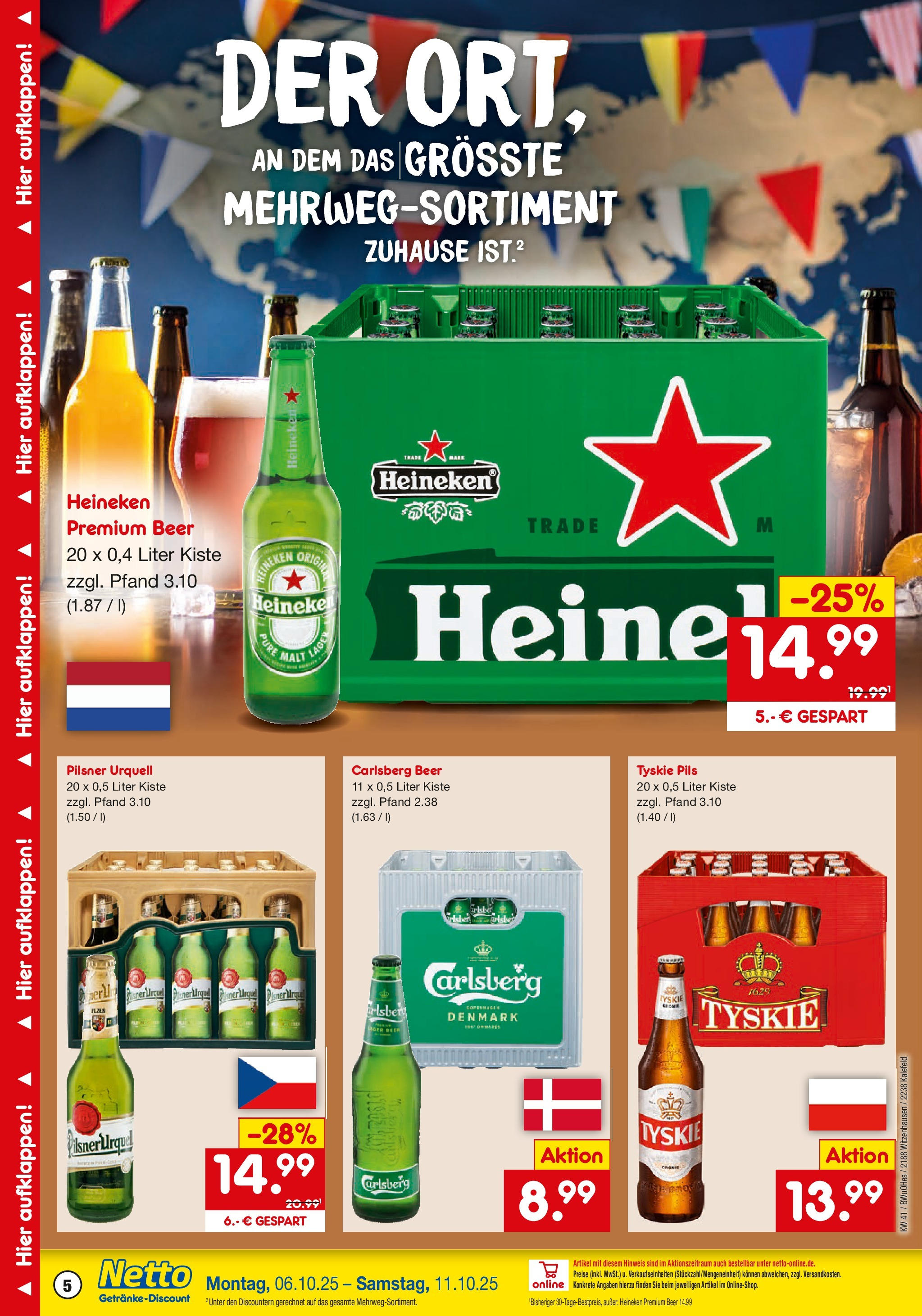 Netto Marken-Discount prospekt Witzenhausen	 (ab 05.10.2025) » Angebote | Seite: 5 | Produkte: Tyskie, Carlsberg, Pils, Pilsner urquell