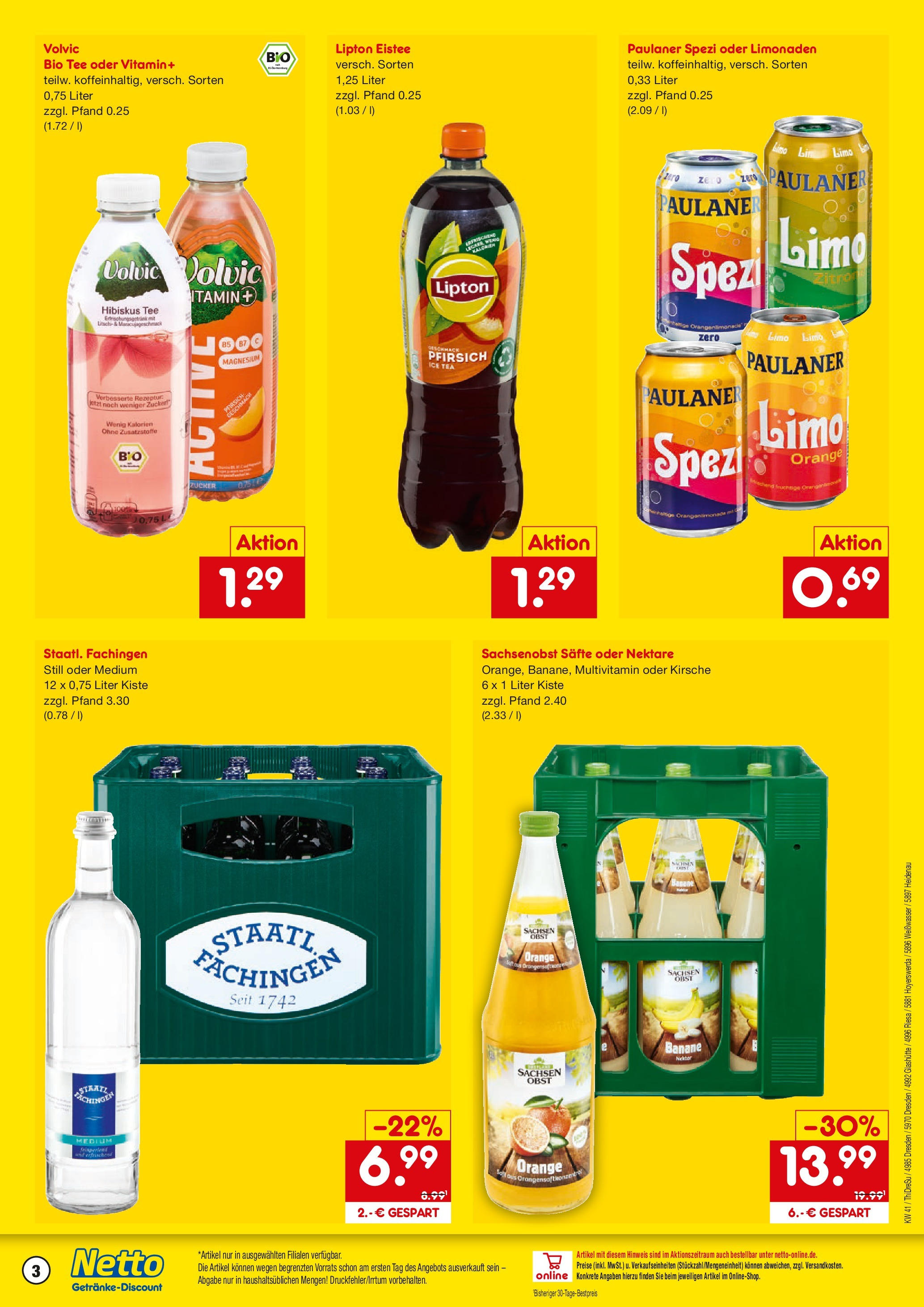 Netto Marken-Discount prospekt Hoyerswerda	 (ab 05.10.2025) » Angebote | Seite: 3 | Produkte: Paulaner spezi, Obst, Zucker, Pfirsich