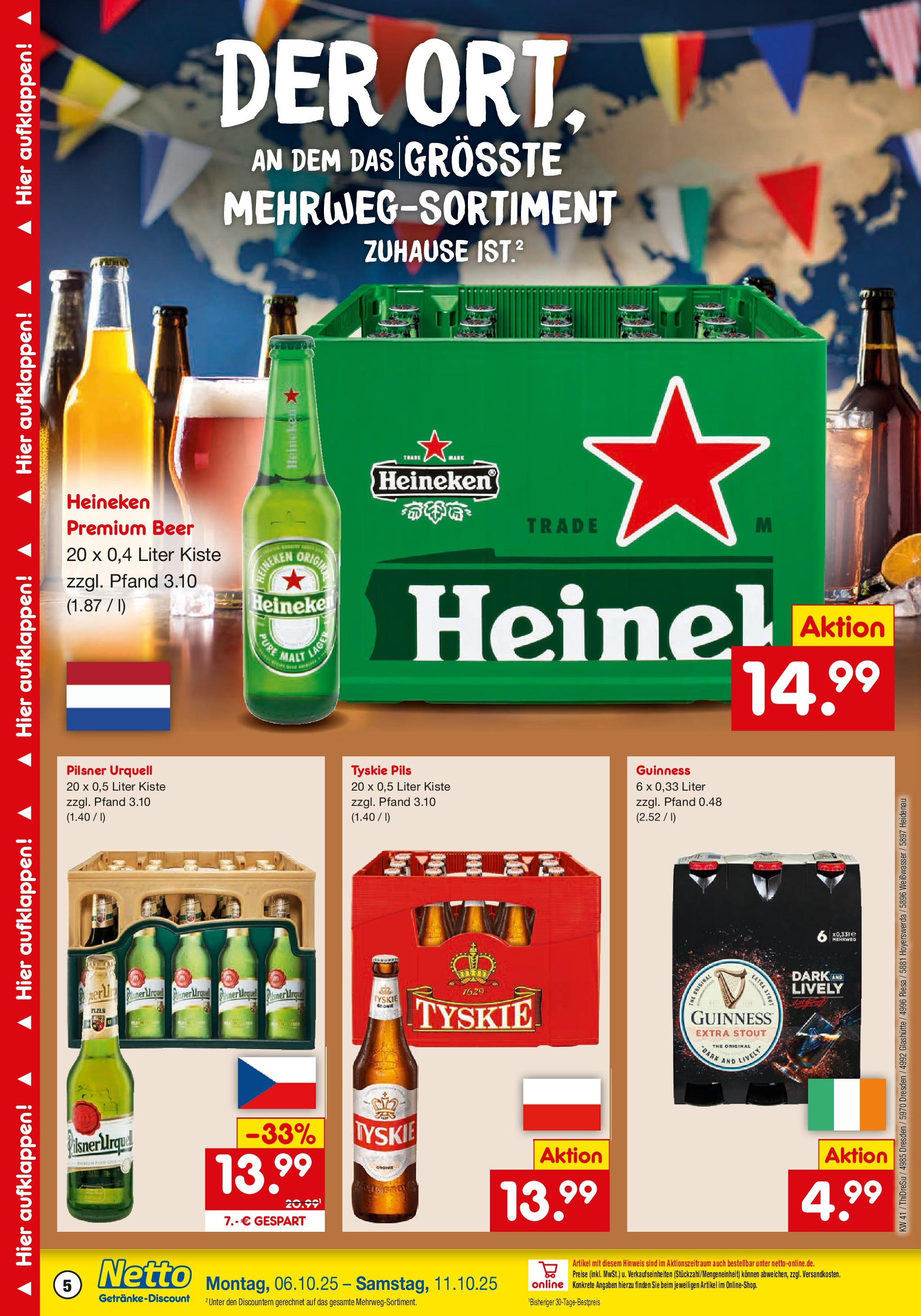 Netto Marken-Discount prospekt Hoyerswerda	 (ab 05.10.2025) » Angebote | Seite: 5 | Produkte: Tyskie, Pils, Heineken, Pilsner urquell