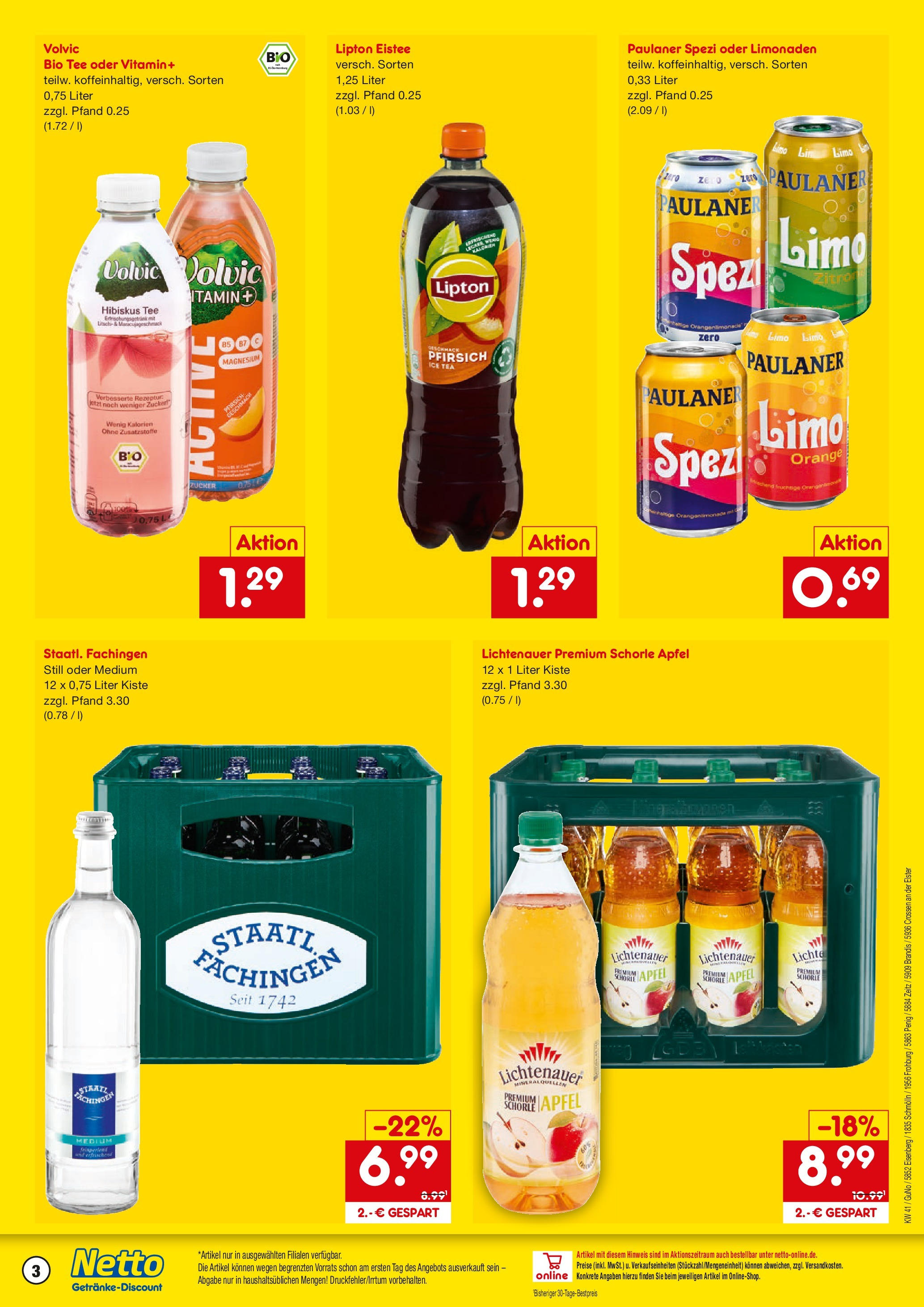 Netto Marken-Discount prospekt Brandis	 (ab 05.10.2025) » Angebote | Seite: 3 | Produkte: Paulaner spezi, Zucker, Volvic, Paulaner