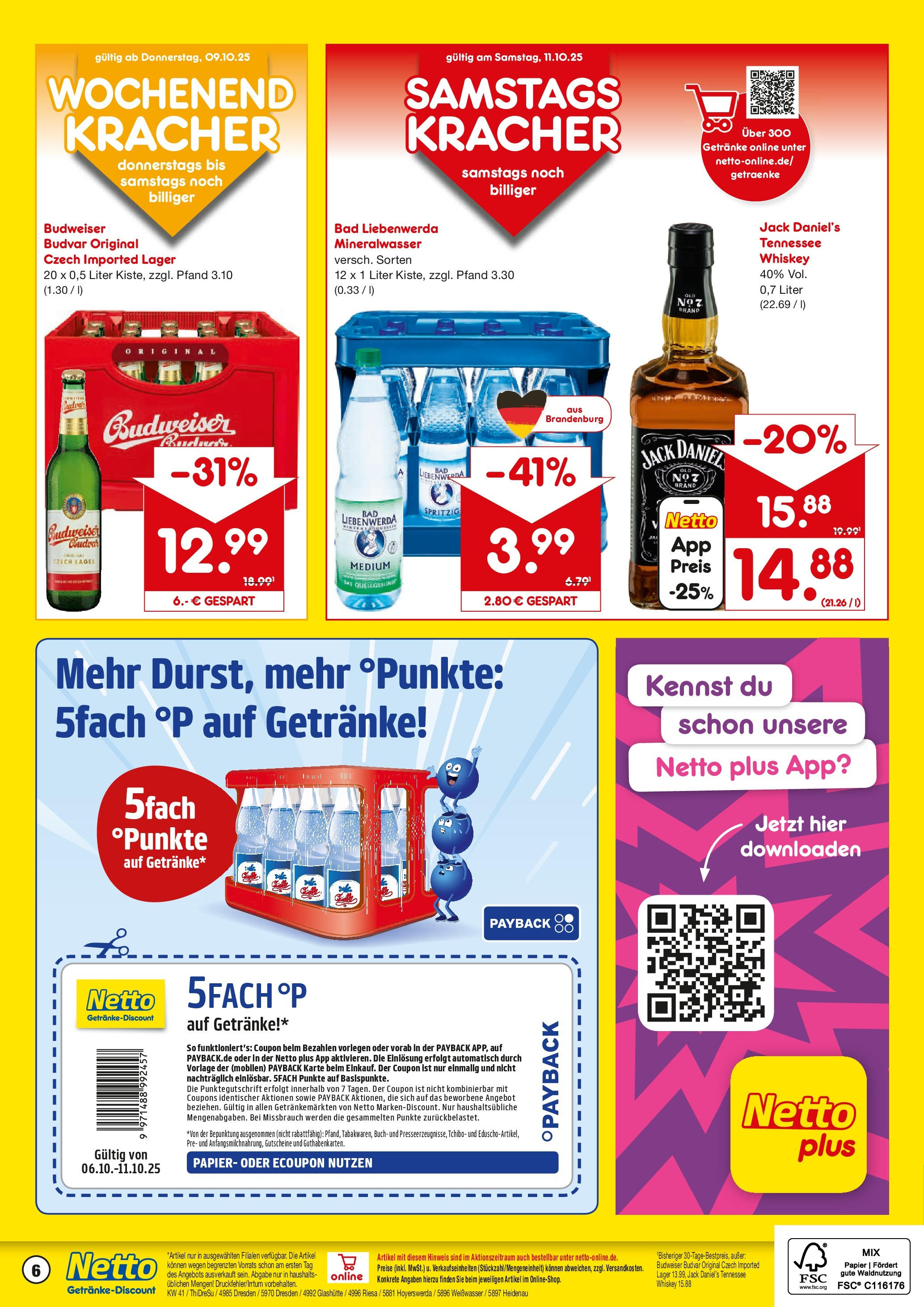 Netto Marken-Discount prospekt Hoyerswerda	 (ab 05.10.2025) » Angebote | Seite: 6 | Produkte: Bad, Jack Daniel's, Mineralwasser, Whiskey