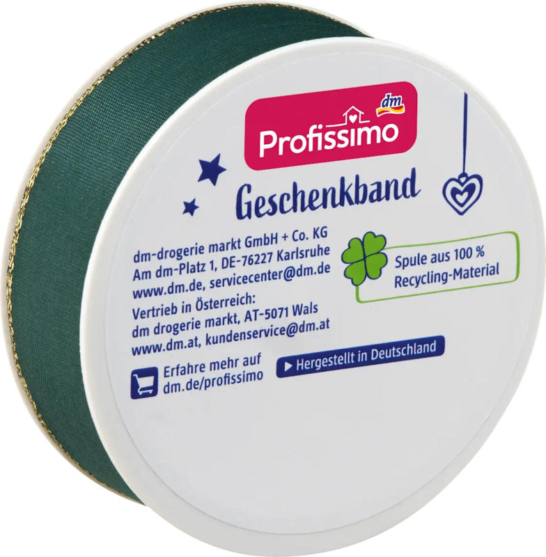 Profissimo Geschenkband mit Goldrand, grün