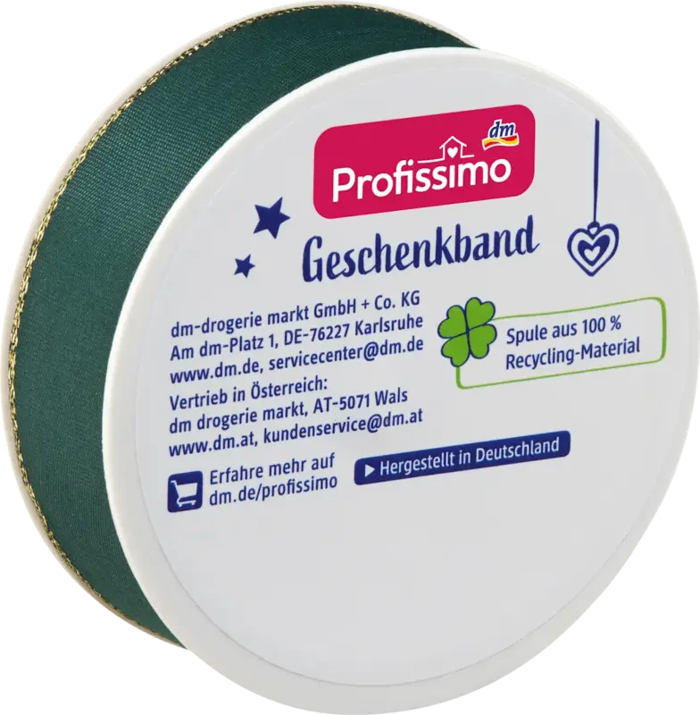 Profissimo Geschenkband mit Goldrand, grün