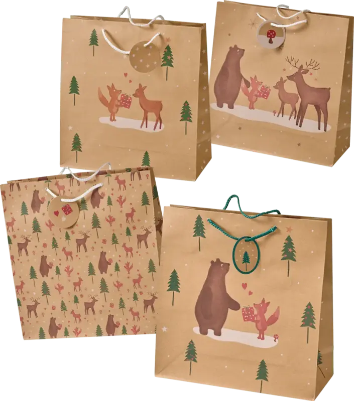 Profissimo Geschenktasche, Allover Tiere/Reh/Fuchs, NK, maxi, quadratisch