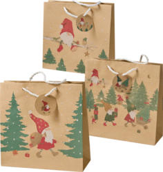 Profissimo Geschenktasche, Schubkarre/Zweig/Wichtel, veredelt NK, midi, quadratisch